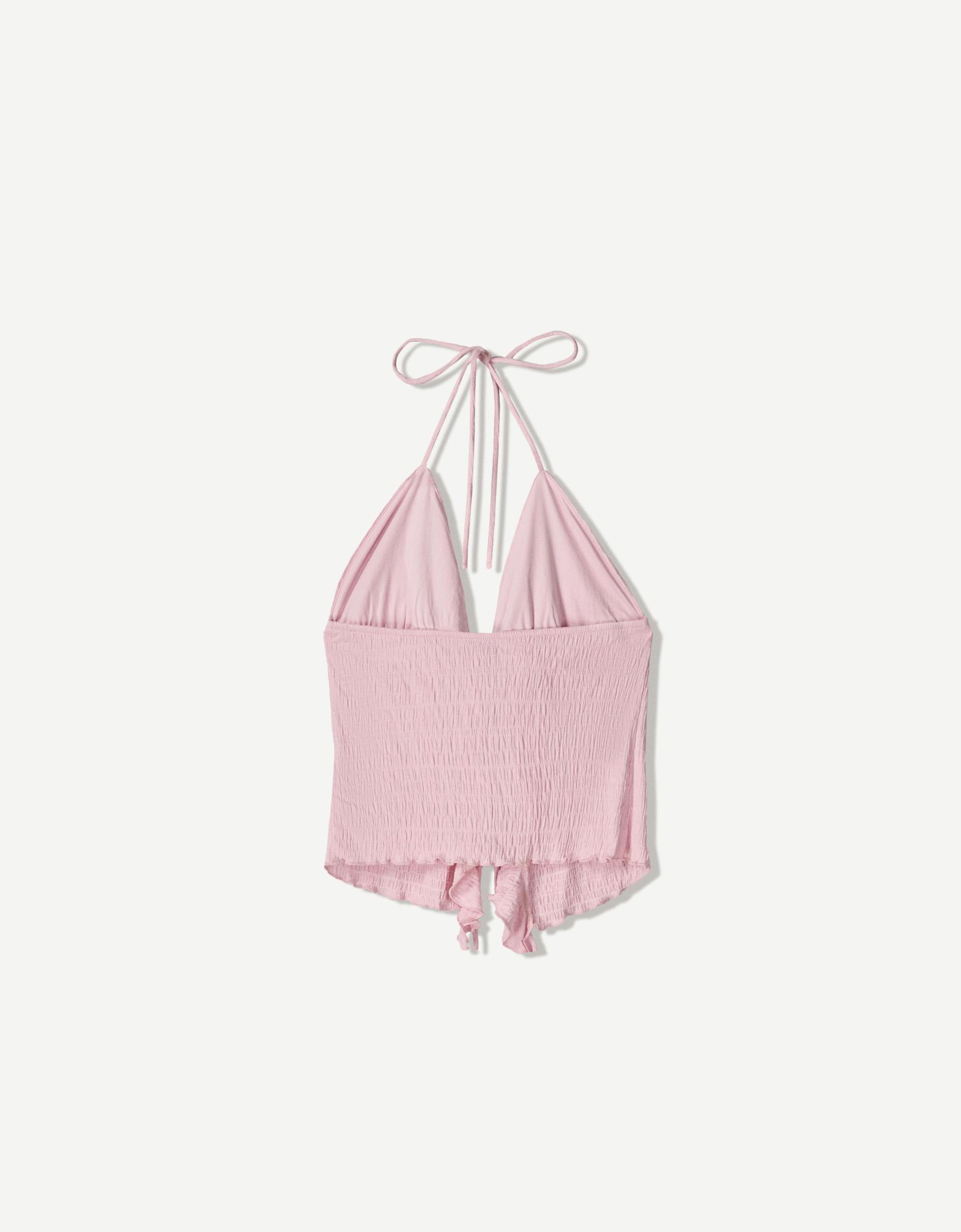 Strappy halter top with ruffles Product Image