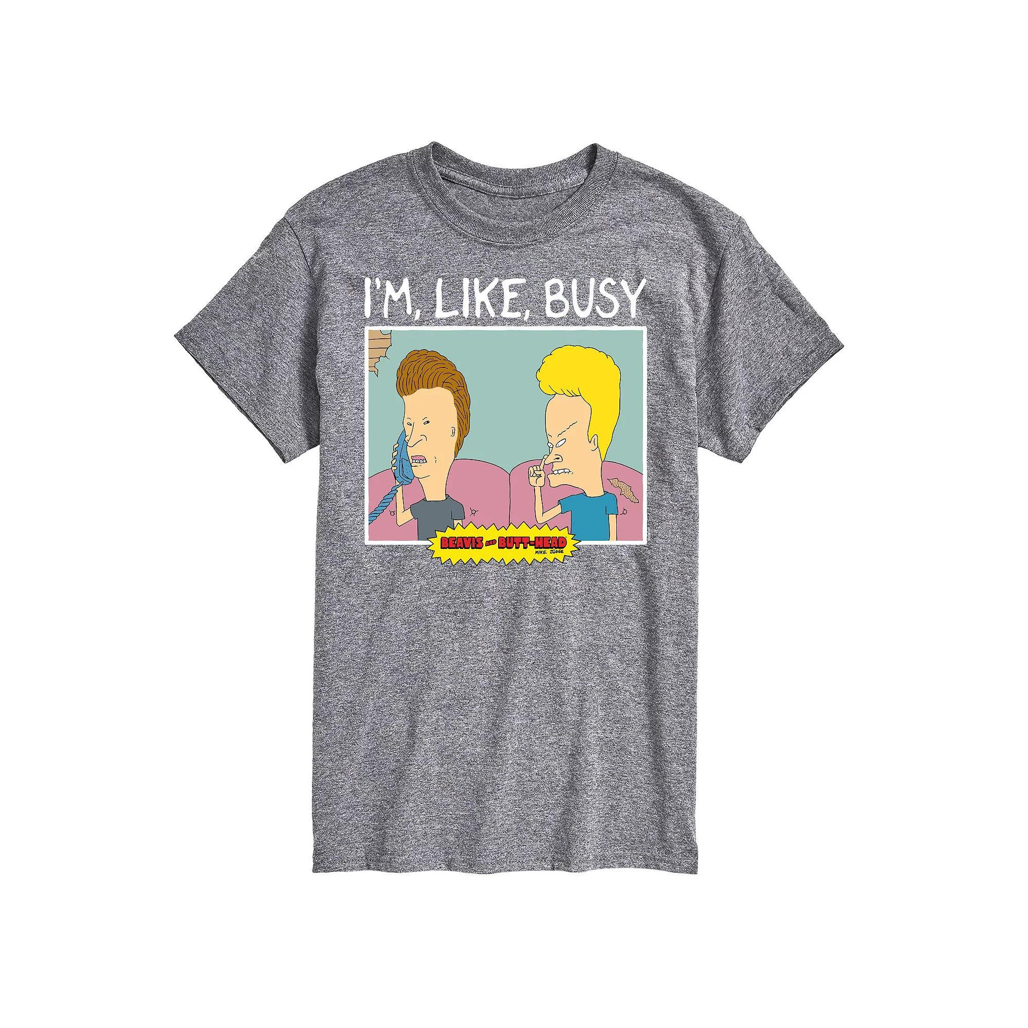 Men's Beavis And Butthead I'm Like Busy Tee, Size: XXL, Gray Product Image