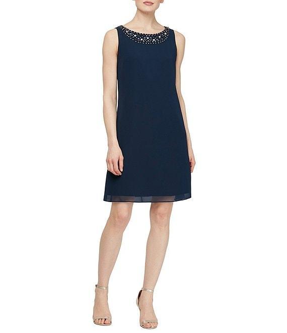 Ignite Evenings Chiffon Beaded Crew Neck 3/4 Sleeve 2-Piece Jacket Dress Product Image