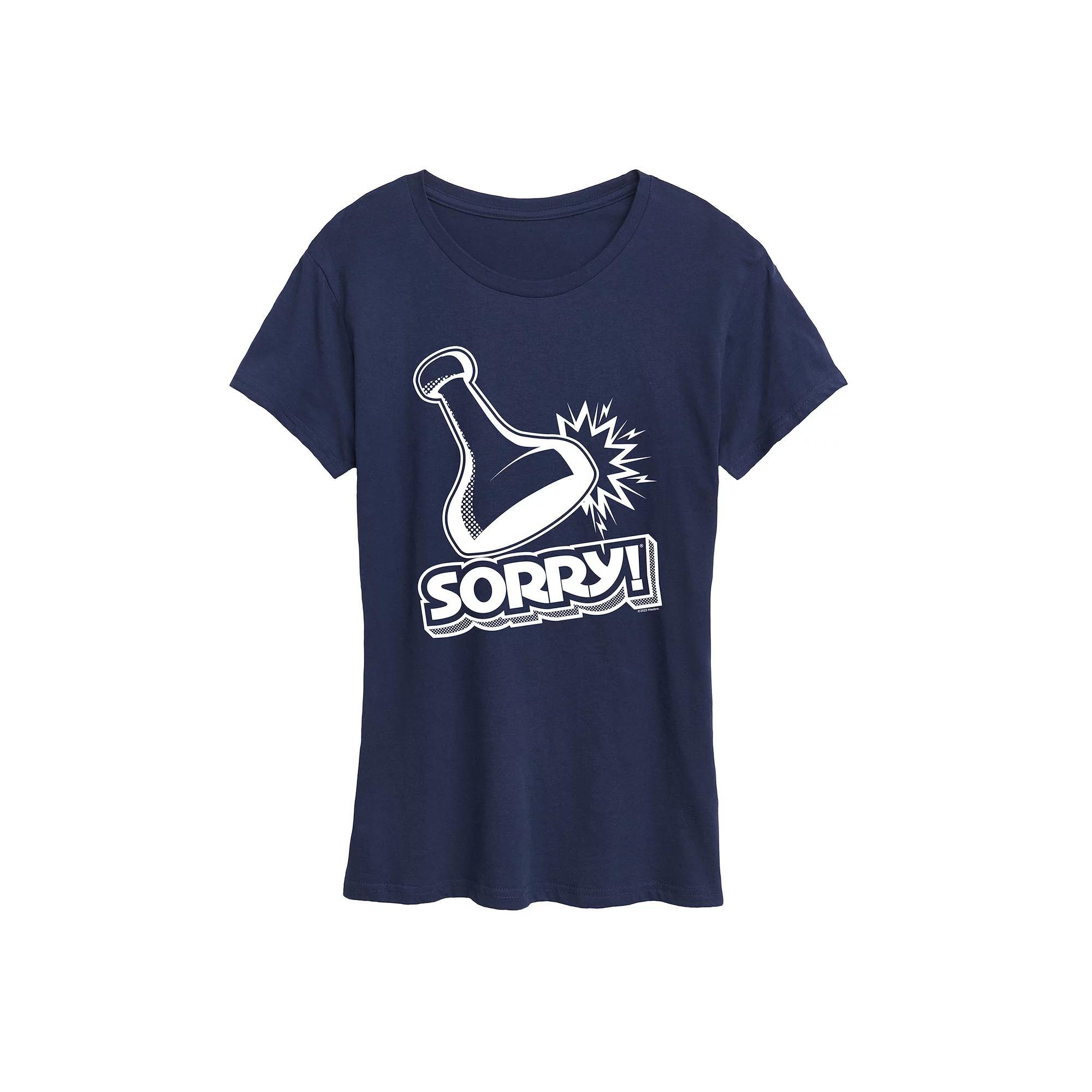 Womens Sorry Game Piece Graphic Tee by Hasbro Grey Red Product Image
