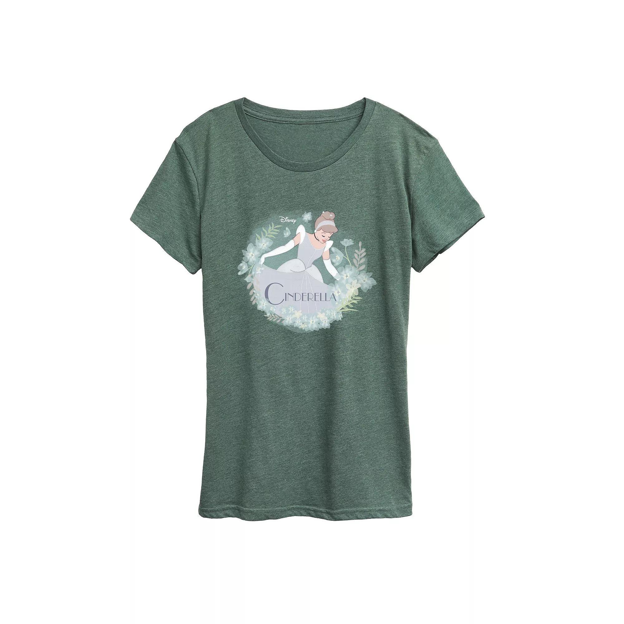 Disney Princess Cinderella Womens Graphic Tee, Girls Grey Green Product Image