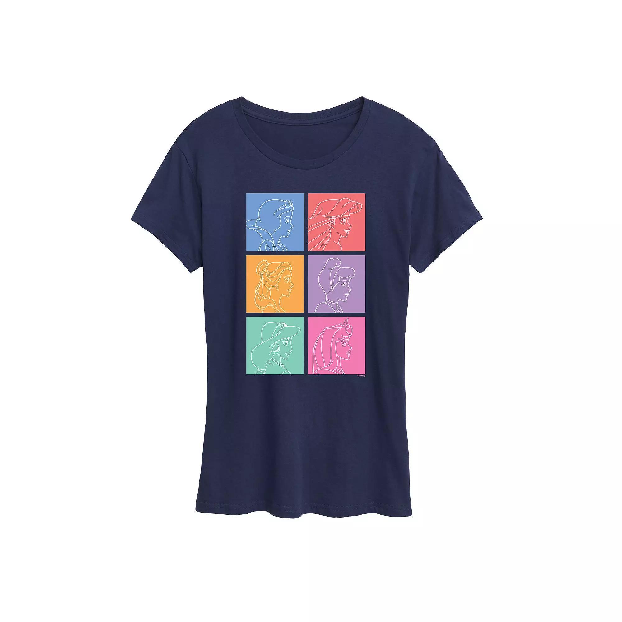 Disney Princess Women's Grid Graphic Tee, Girl's, Size: XXL, Black Product Image
