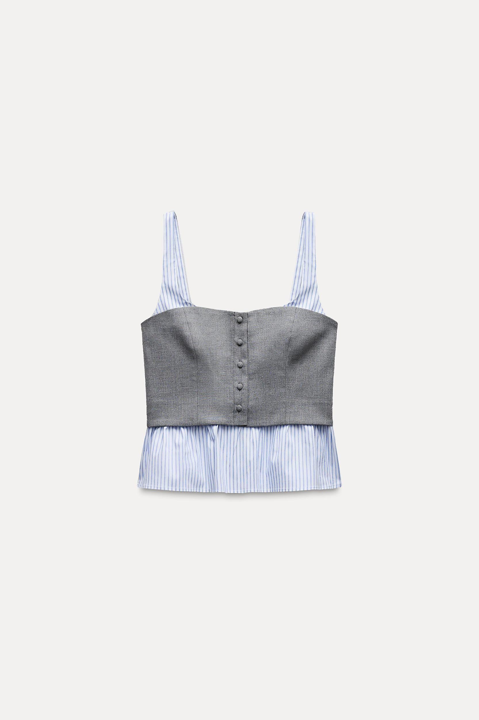 COMBINATION STRIPED POPLIN TOP Product Image