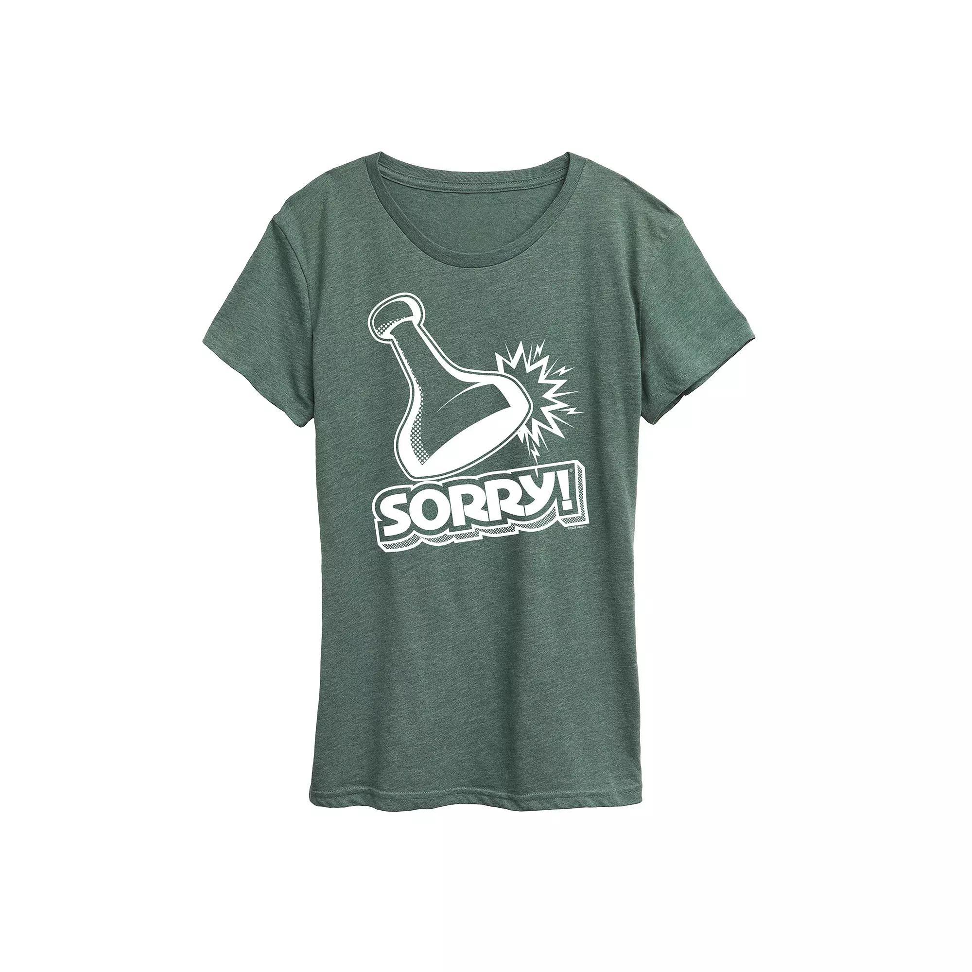 Womens Sorry Game Piece Graphic Tee by Hasbro Grey Red Product Image