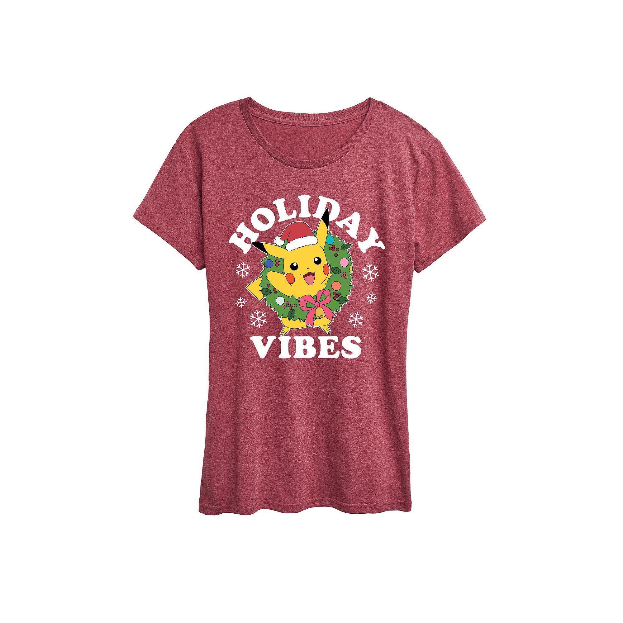Womens Pokemon Pikachu Holiday Vibes Tee Product Image