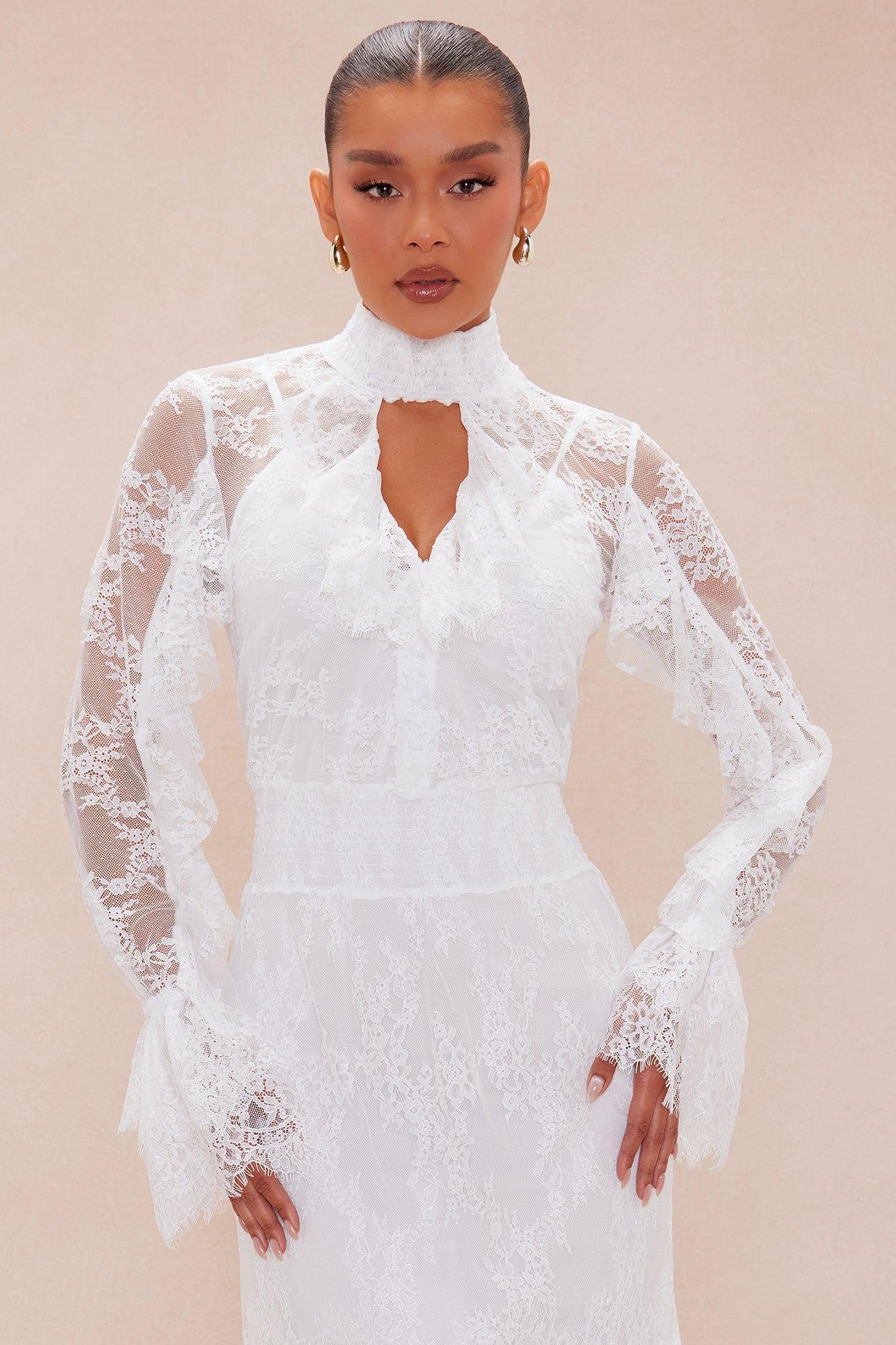 Loraine Lace Maxi Dress - White Product Image