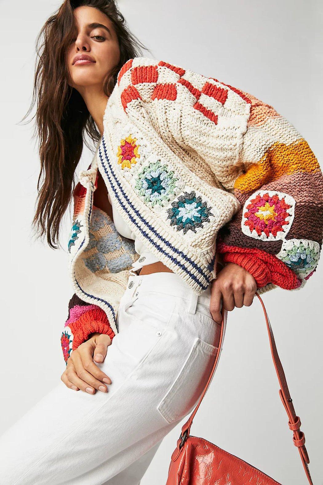 Square Checked Multi Pattern Cardigan Product Image