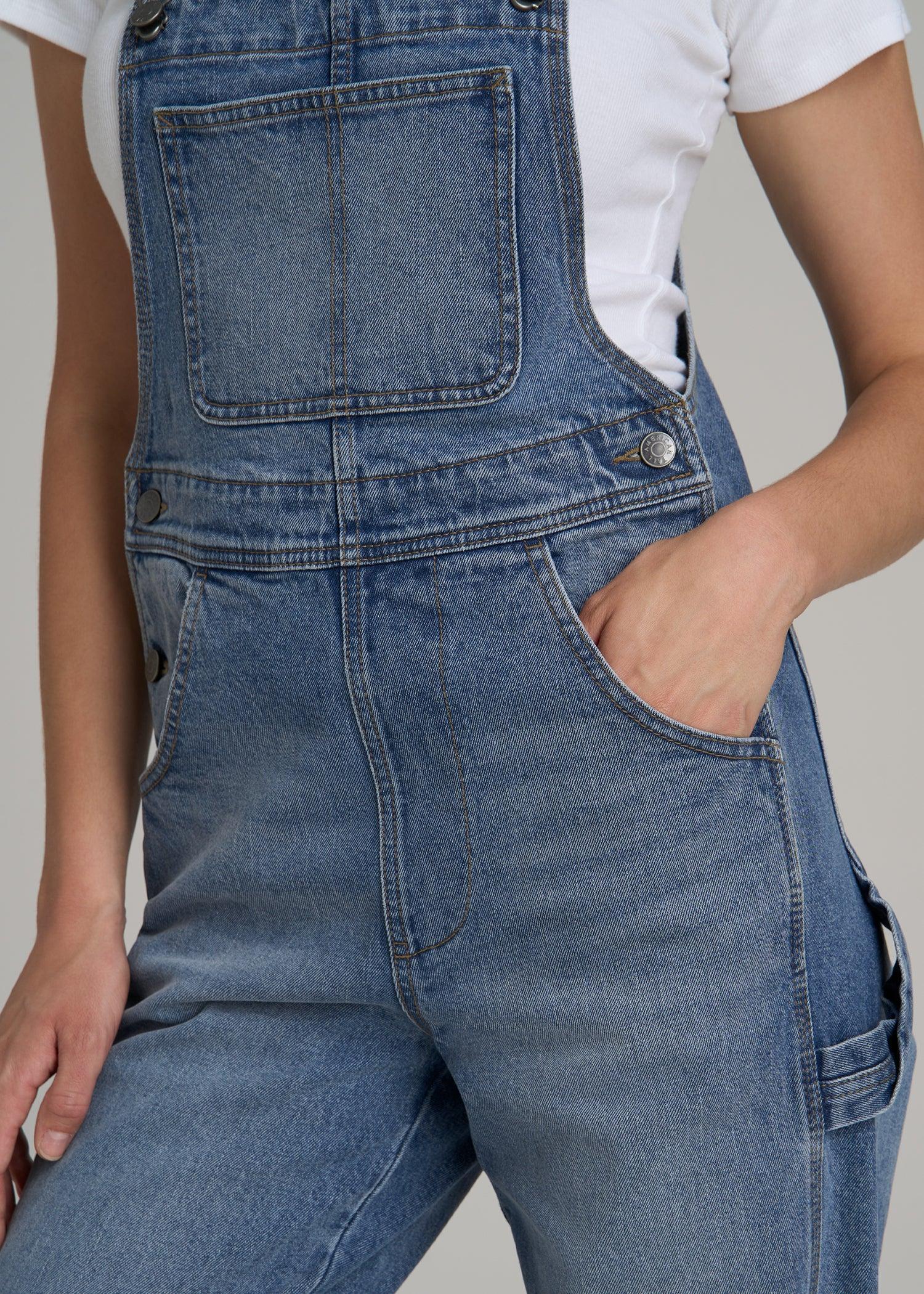 Denim Overalls for Tall Women in Malibu Blue Product Image