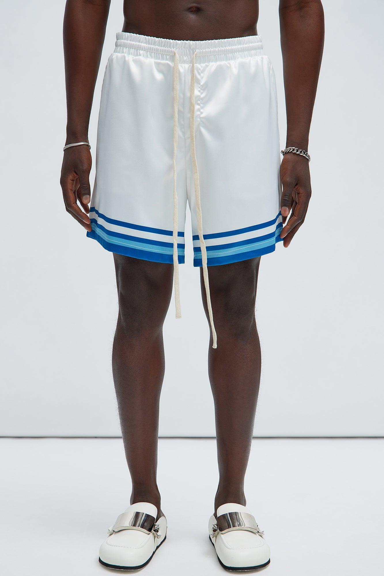 Edgar Printed Stripes Shorts - White/combo Product Image