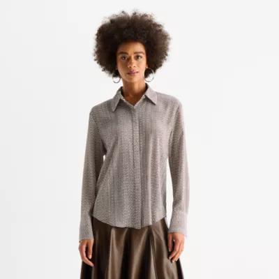 Worthington Womens Long Sleeve Blouse Product Image