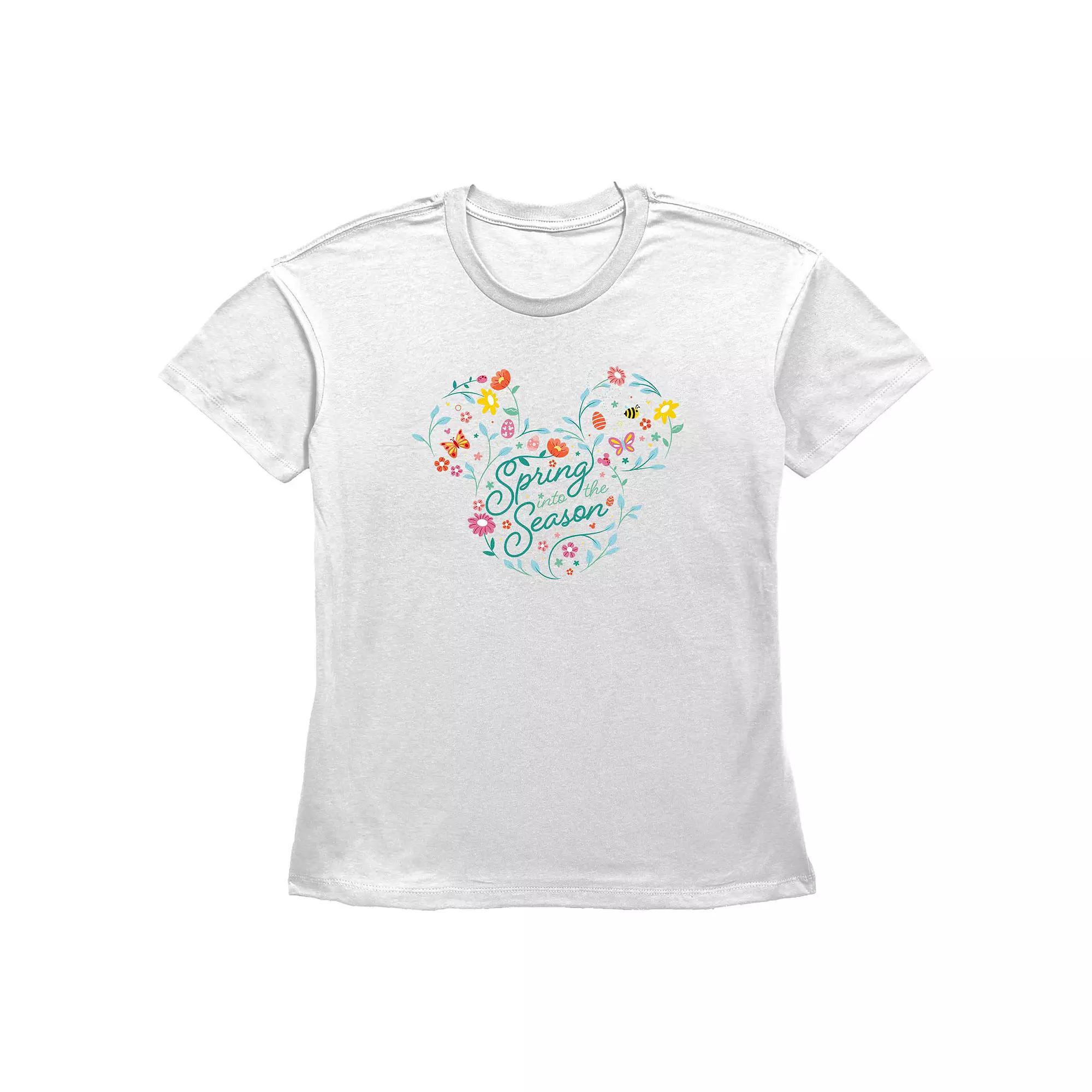 Disney's Mickey Mouse Spring Into The Season Women's Graphic Tee, Size: Medium, White Product Image