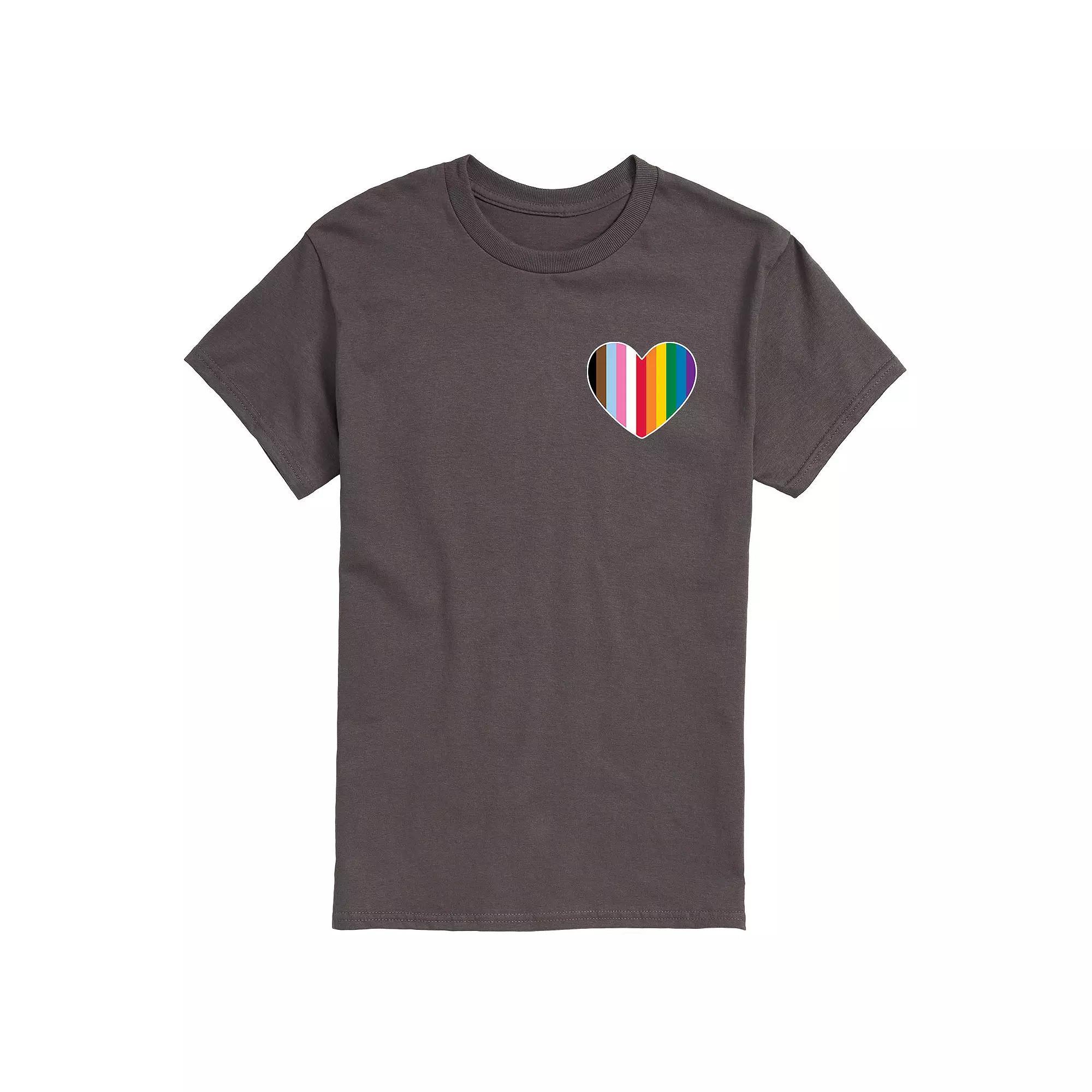 Mens LGBTQ Flag Heart Tee Grey Product Image
