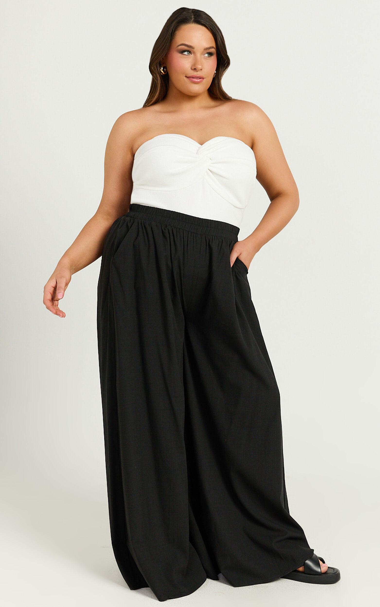 Tamara Pants - High Elasticated Waist Wide Leg Pants in Black Product Image