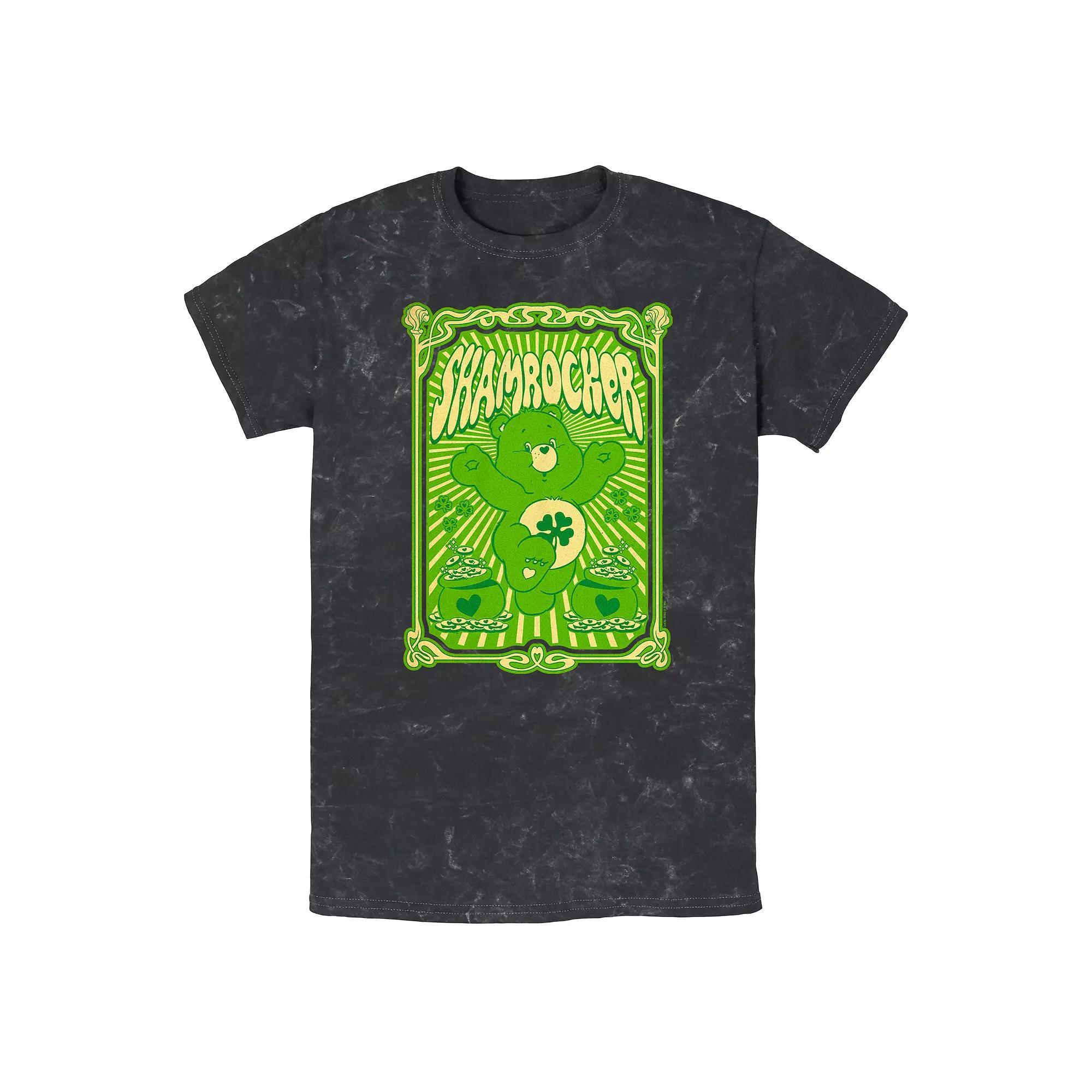 Men's Care Bears Shamrocker Mineral Wash Graphic Tee, Size: Large, Black Product Image