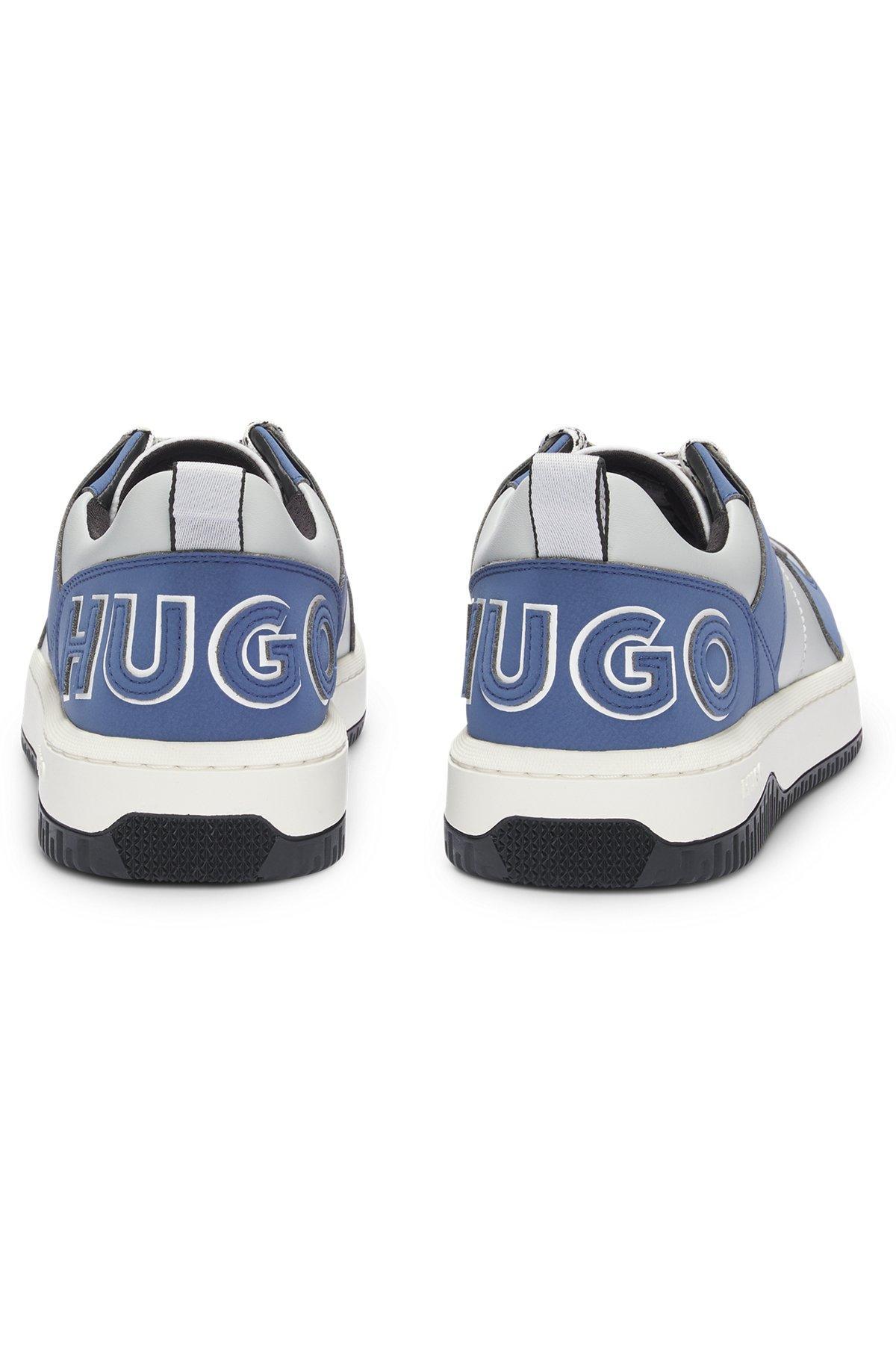 HUGO - Mixed-material trainers with two sets of laces - Light Blue Product Image