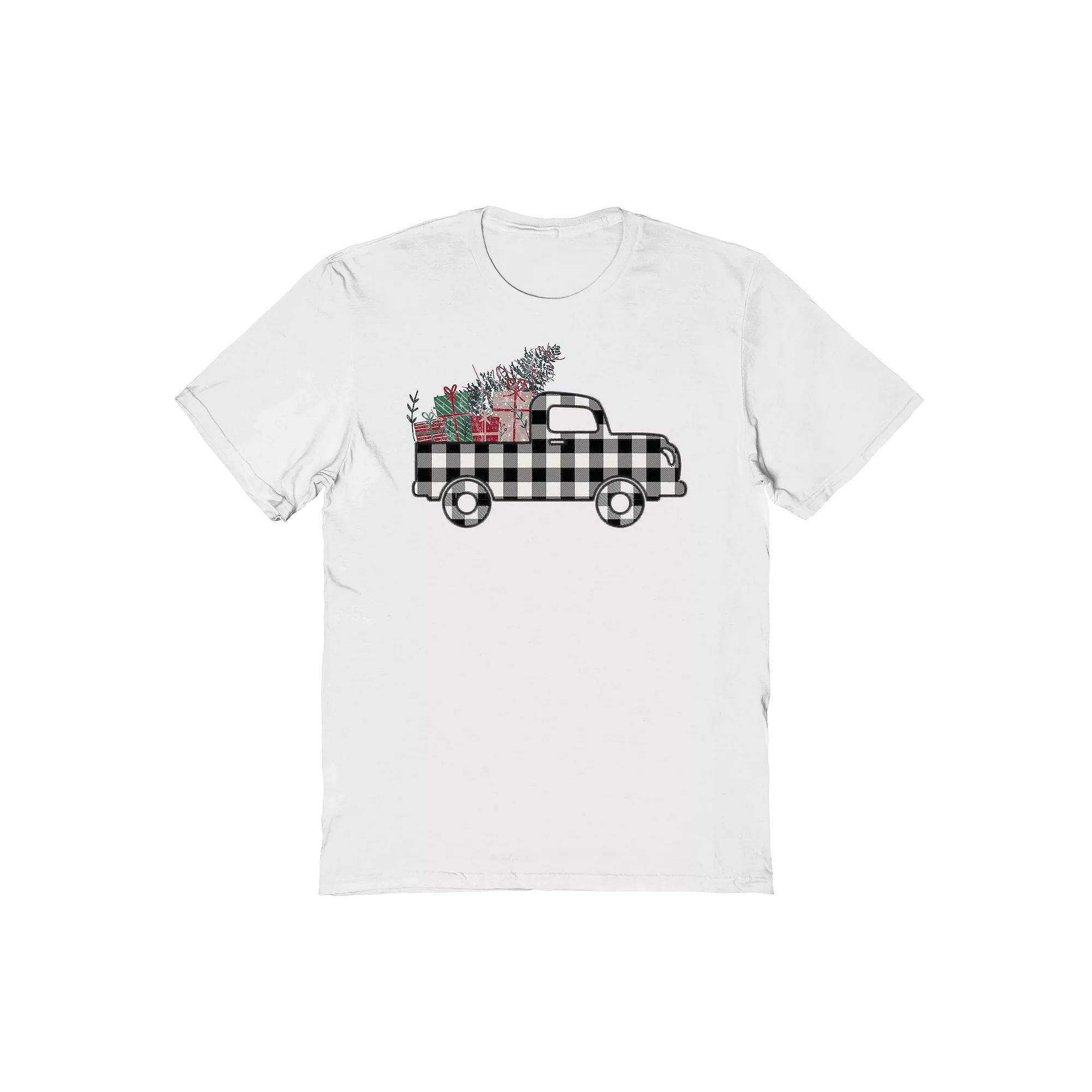 Mens Plaid Christmas Truck Graphic Tee, Womens Product Image