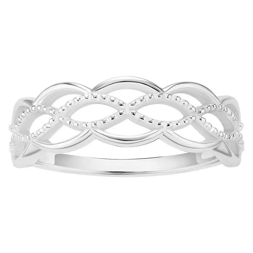 PRIMROSE Sterling Silver Beaded Rope Band Ring, Women's, Size: 9 Product Image