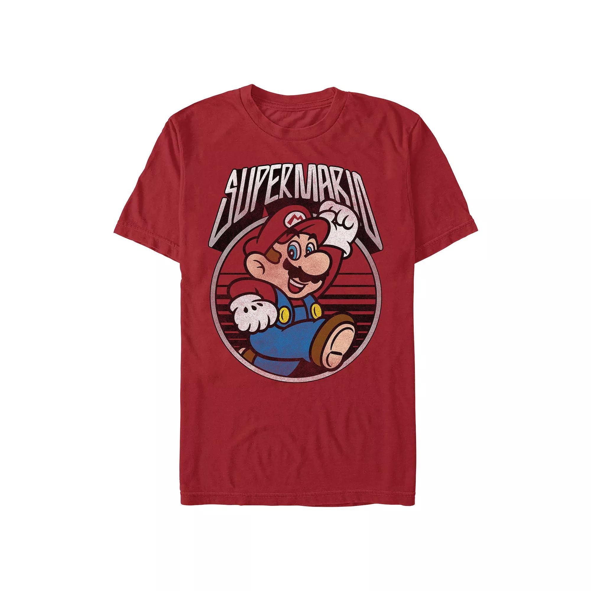 Mens Super Mario Bros Vintage Stamp Graphic Tee Red Product Image