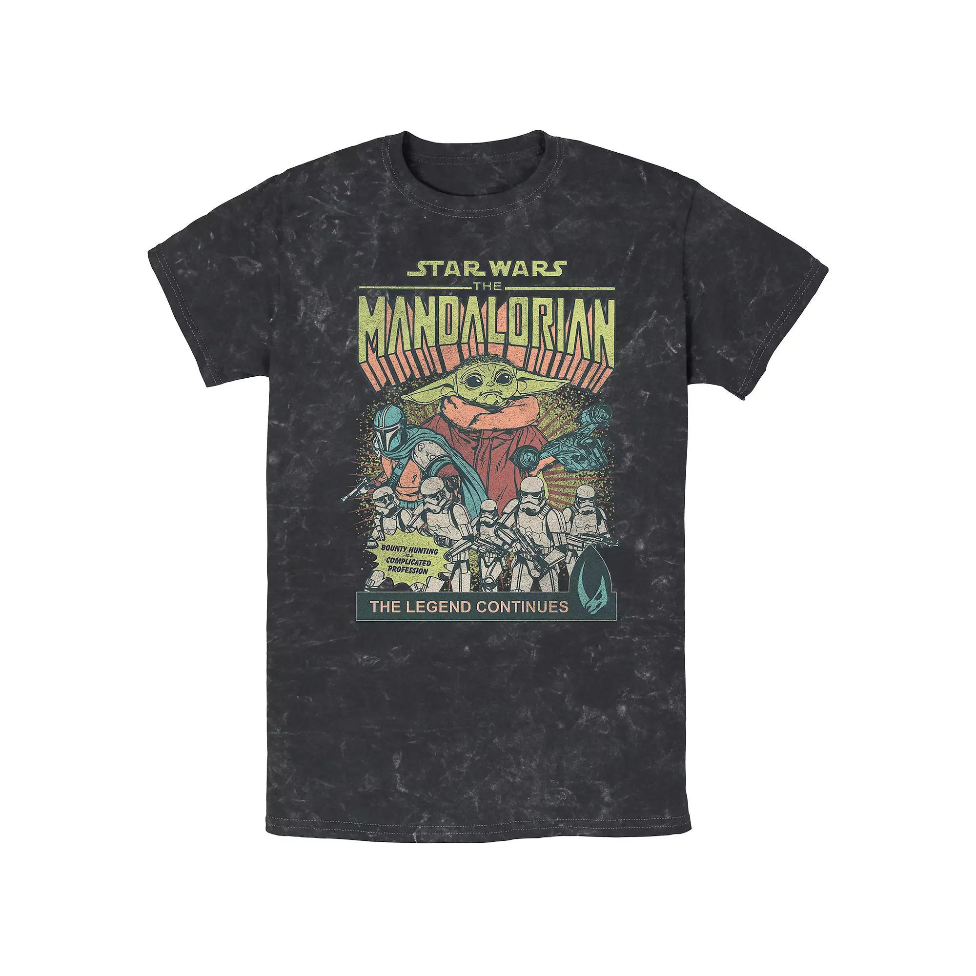 Men's The Mandalorian Comic-book Style Cover Bombard Wash Graphic Tee, Size: Small, White Blue Product Image