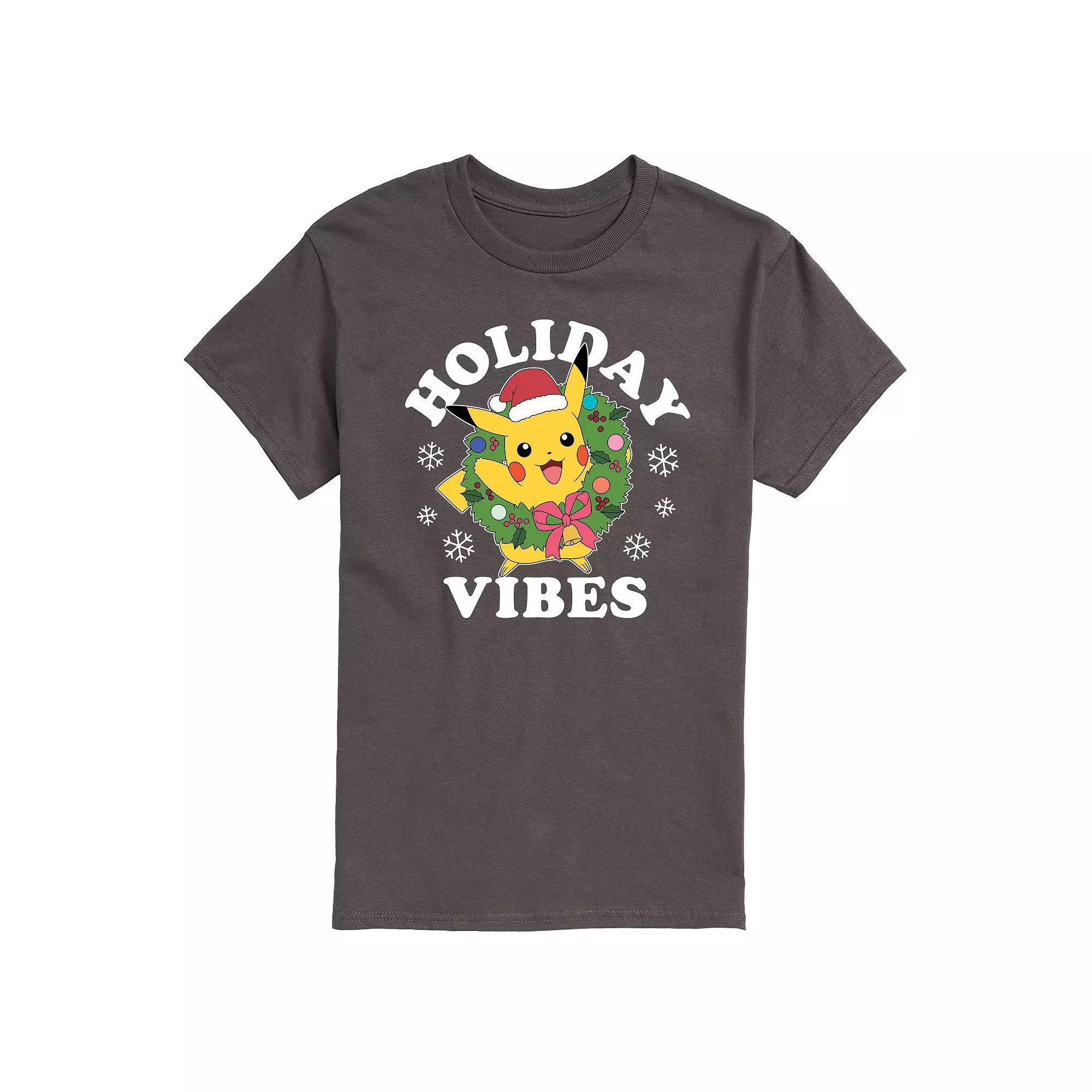Mens Pokemon Holiday Vibes Tee Grey Product Image