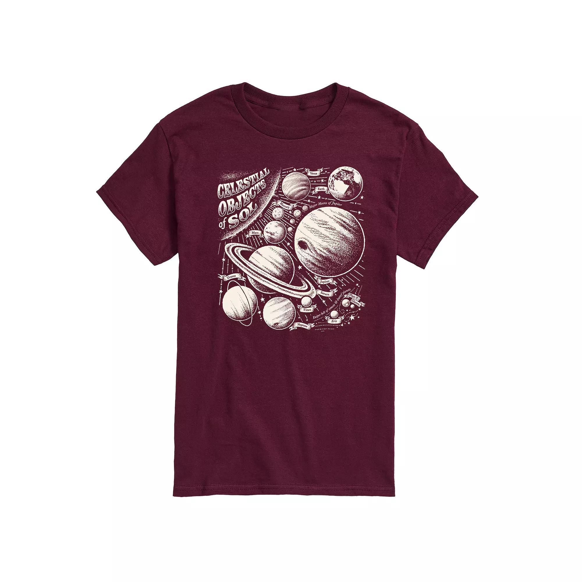 Mens Celestial Objects Graphic Tee Red Product Image