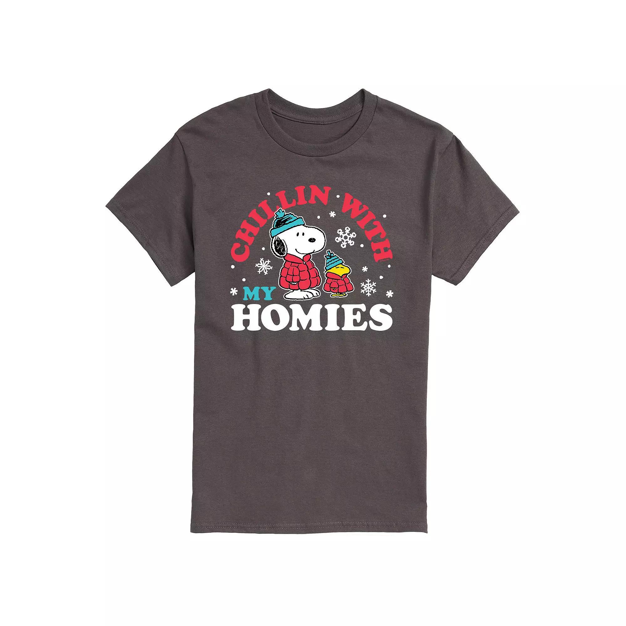 Mens Peanuts Chillin With My Homies Tee Grey Product Image