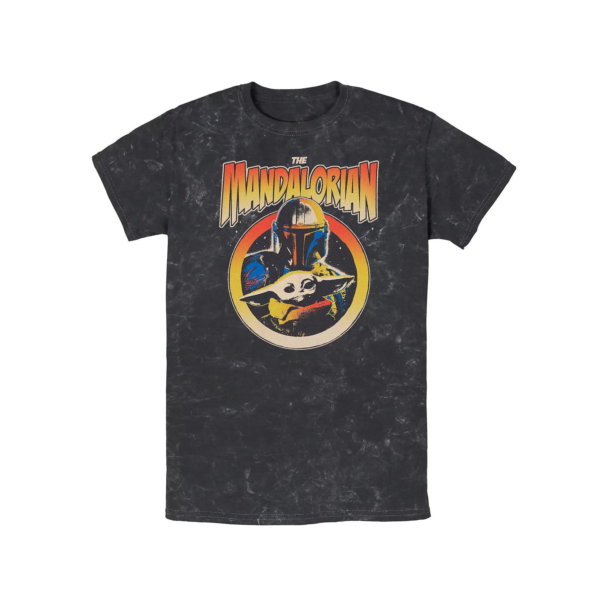 Men's Star Wars The Mandalorian The Child Triangle Galaxy Touch Mineral Wash Graphic Tee, Size: XL, Black Product Image