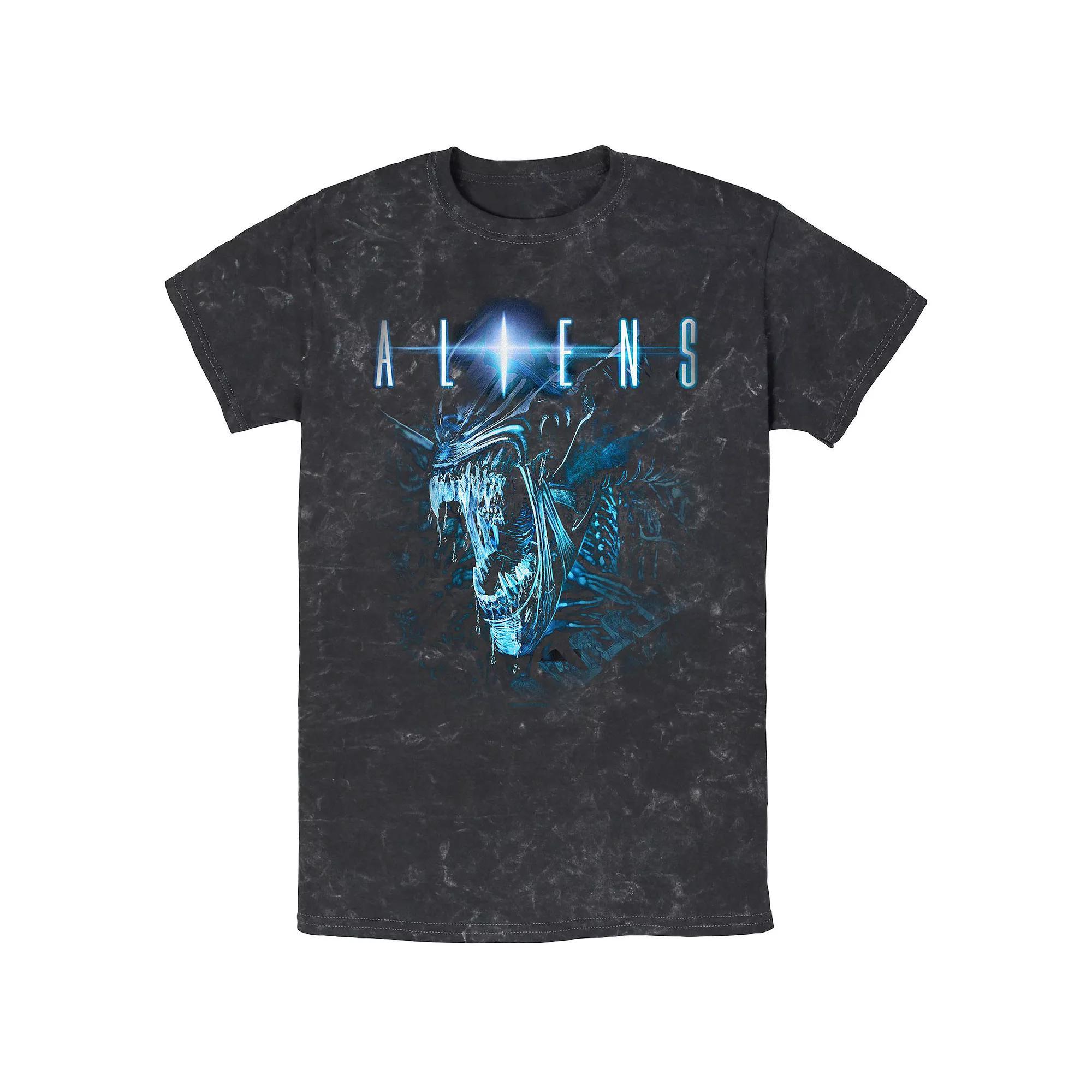 Men's Aliens Queen Screaming Mineral Wash Graphic Tee, Size: Large, Black Product Image