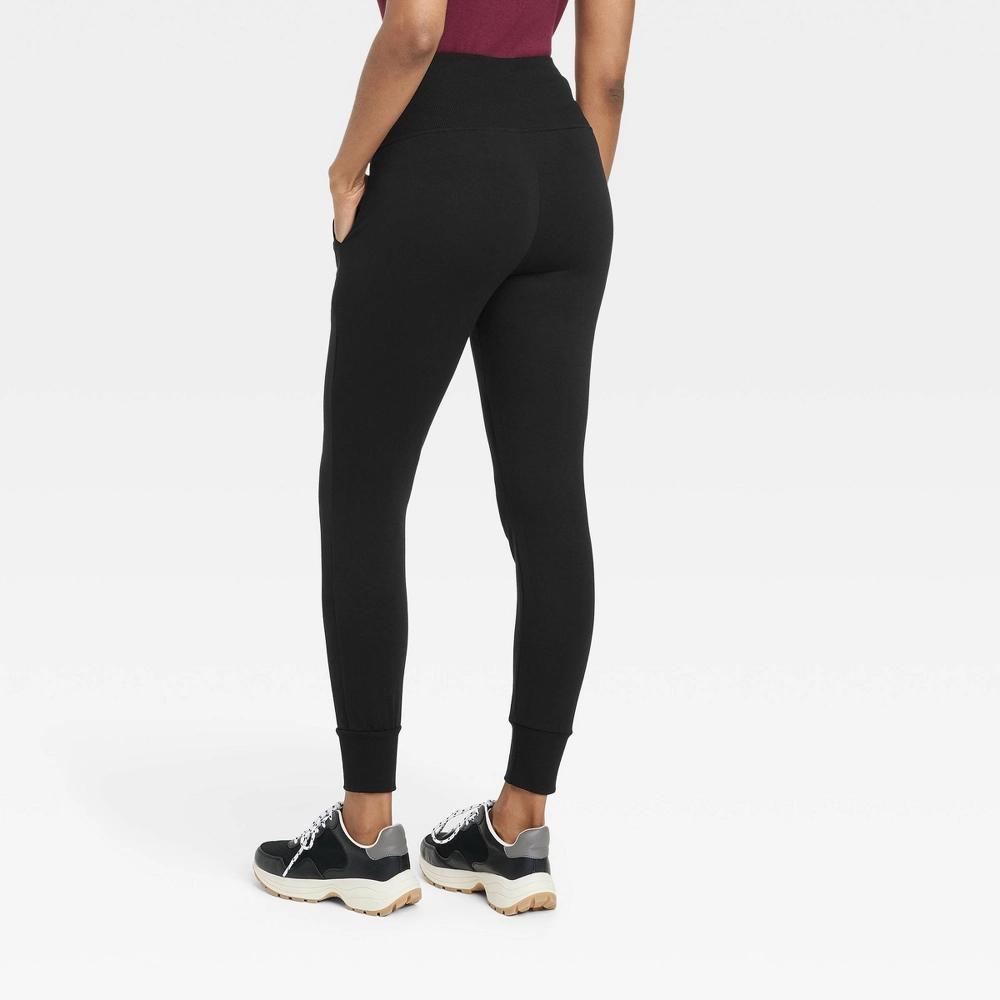 Women's Super Soft High Waisted Joggers with Pockets - A New Day™ Black Product Image