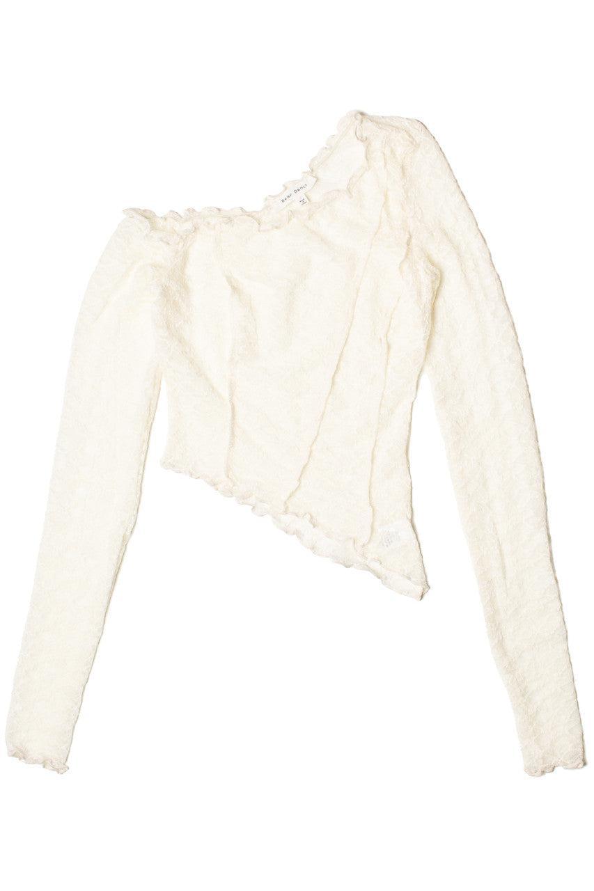 Long Sleeve Asymmetrical Lace Top Product Image