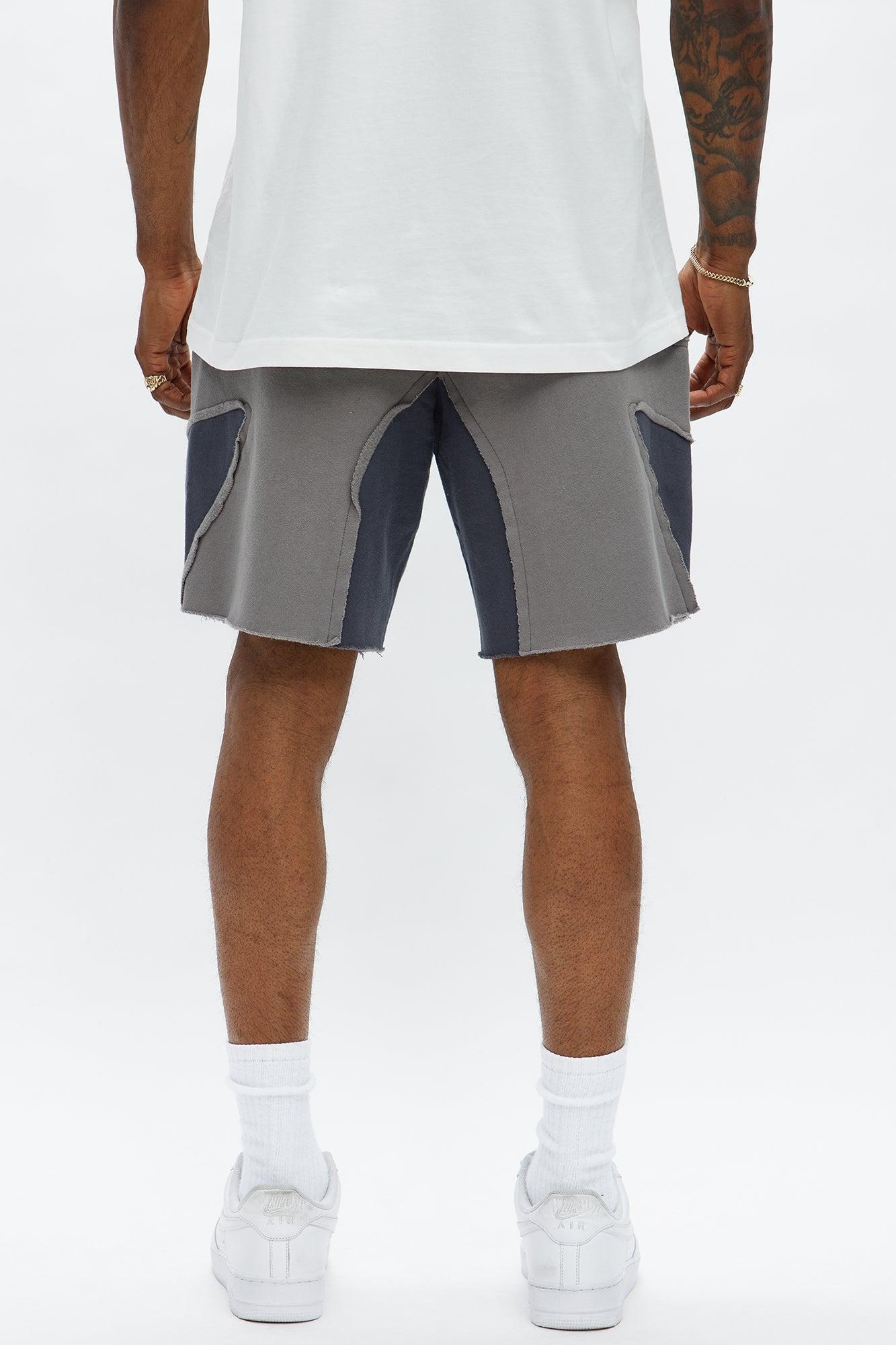 Patchwork Baggy Sweatshort - Grey Product Image