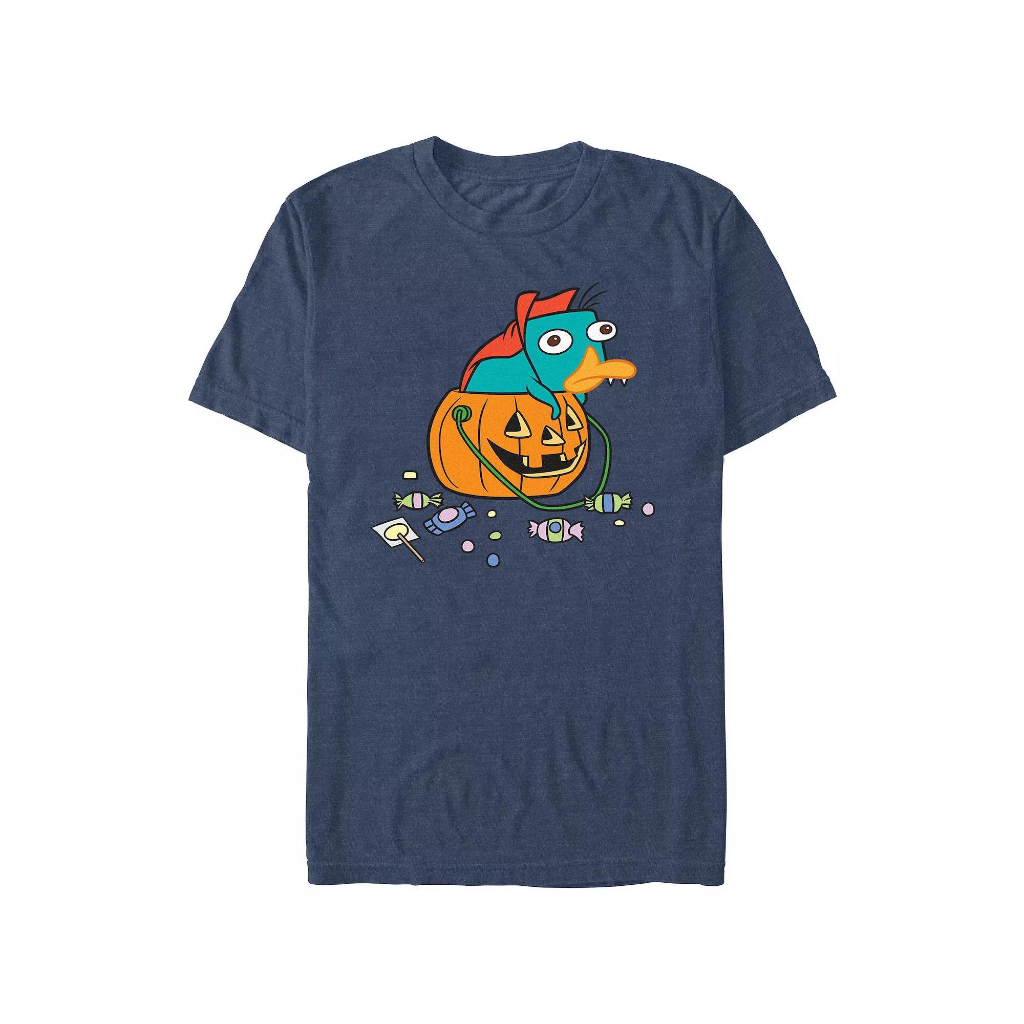 Men's Phineas And Ferb Perry Vampire Graphic Tee, Size: XXL, Navy Grey Product Image