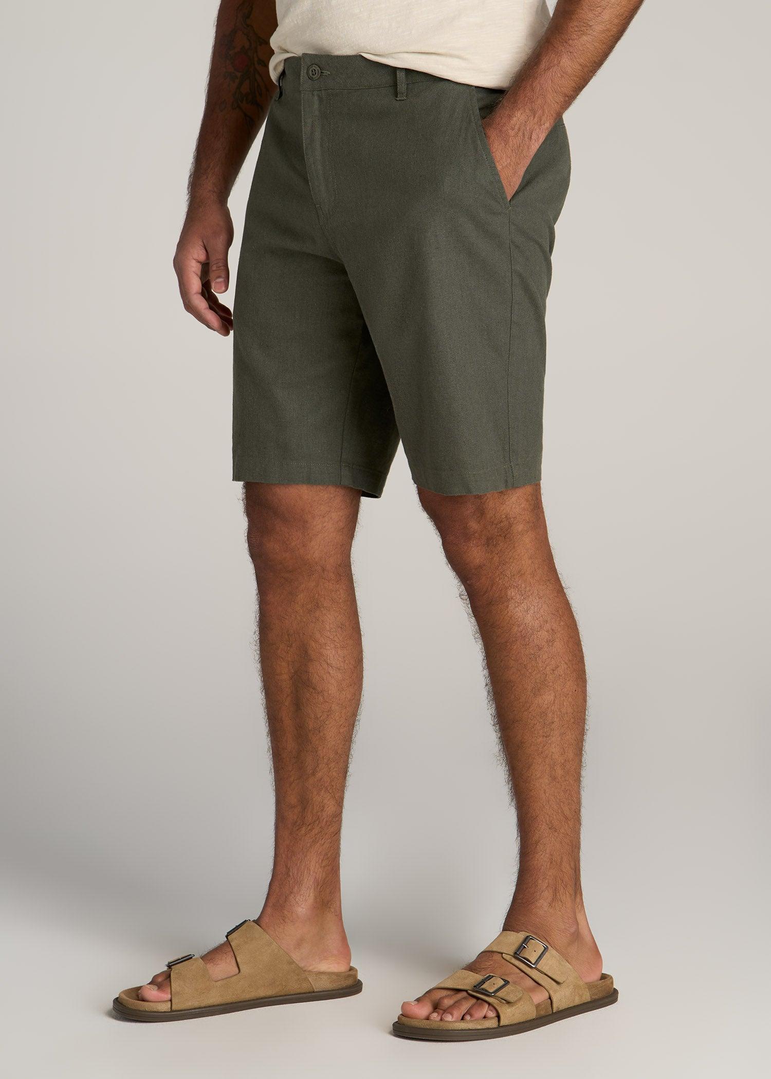 Linen Shorts For Tall Men in Burnt Orange Product Image