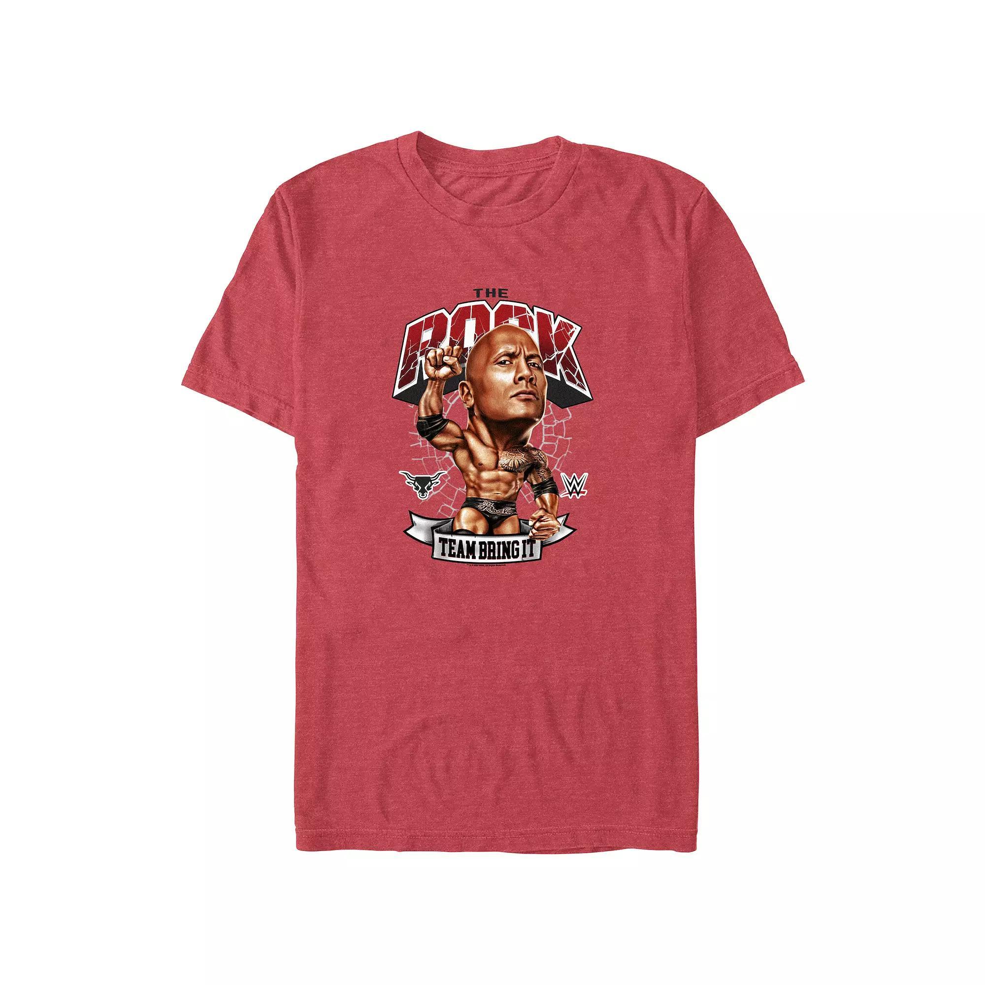 Big & Tall WWE The Rock Team Bring It Graphic Tee, Men's, Size: 3XL Tall, Red Grey Product Image