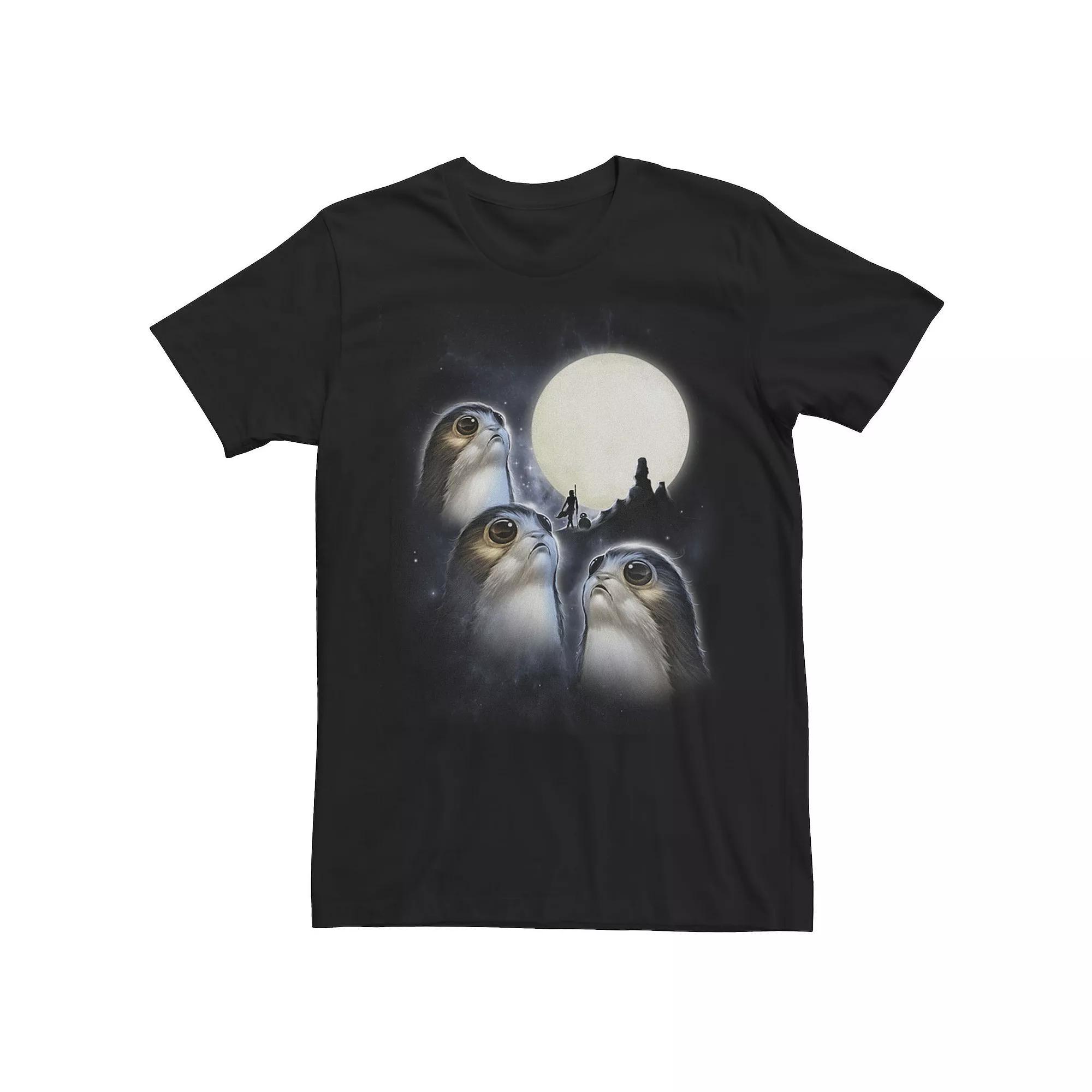 Men's Star Wars The Last Jedi Porg Moon Artsy Silhouette Tee, Size: Medium, Black Product Image