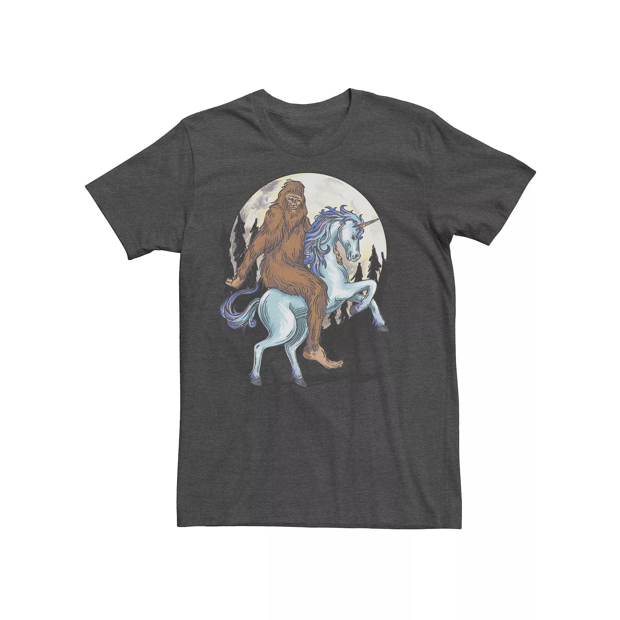 Men's Big Foot On A Unicorn Drawing Tee, Size: Medium, Grey Heather Product Image