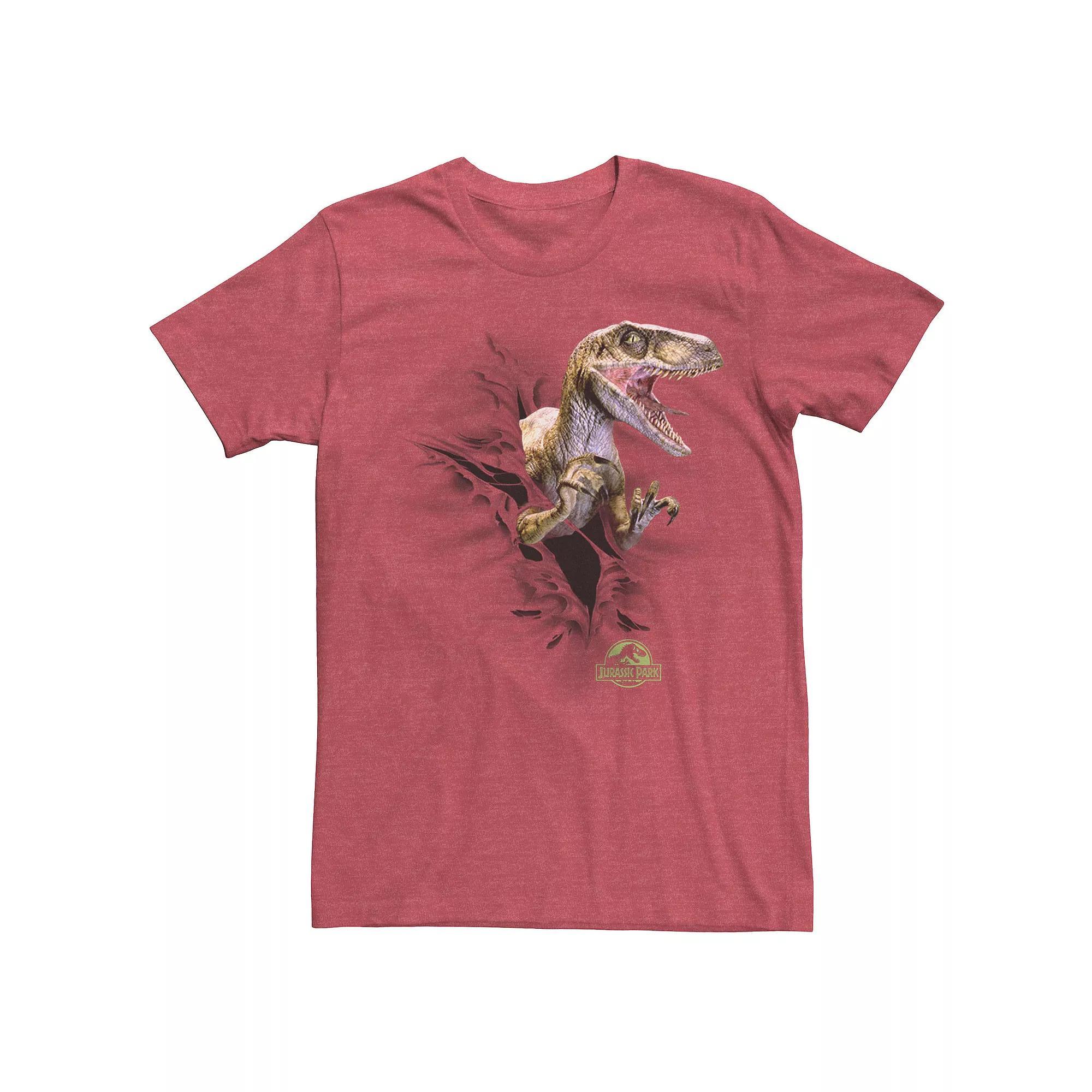 Men's Jurassic Park Ripping Velociraptor Graphic Tee, Size: Small, Red Hthr Product Image