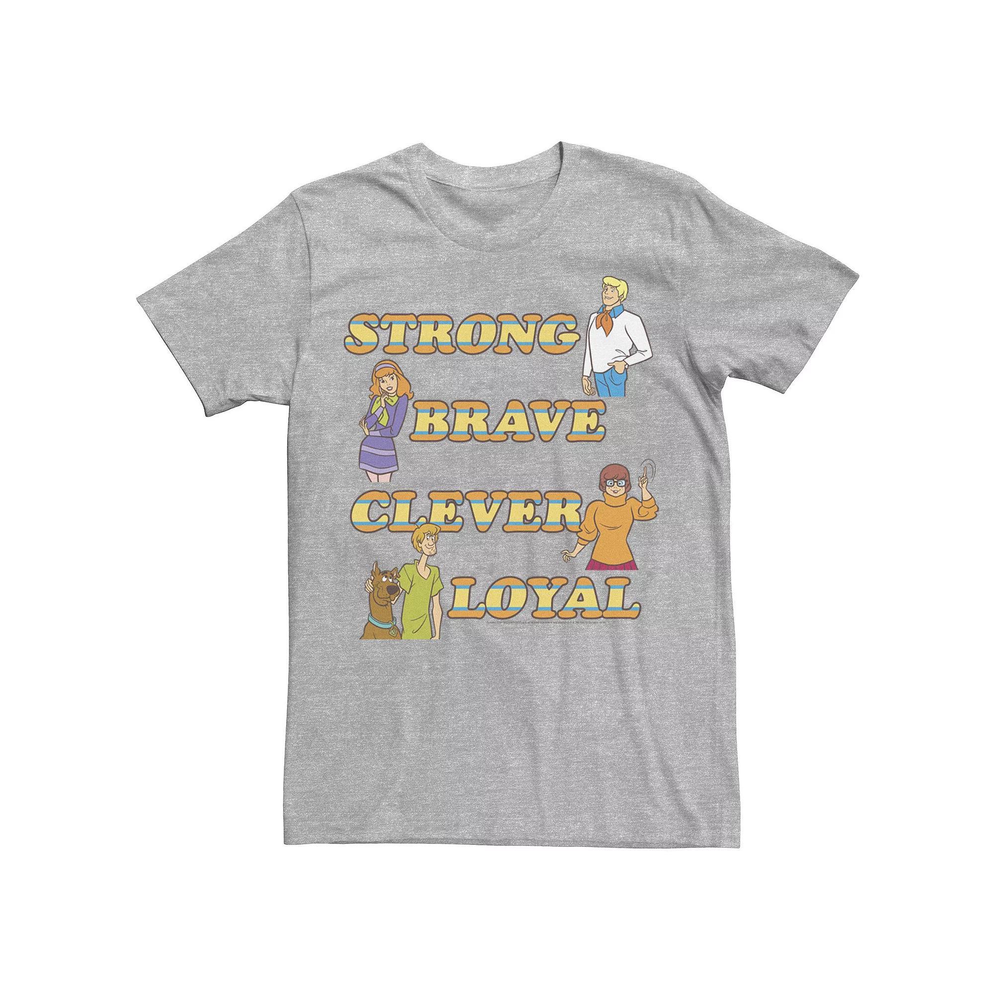 Men's Scooby Doo Group Clever And Loyal Retro Text Poster Tee, Size: Large, Athletic Grey Product Image
