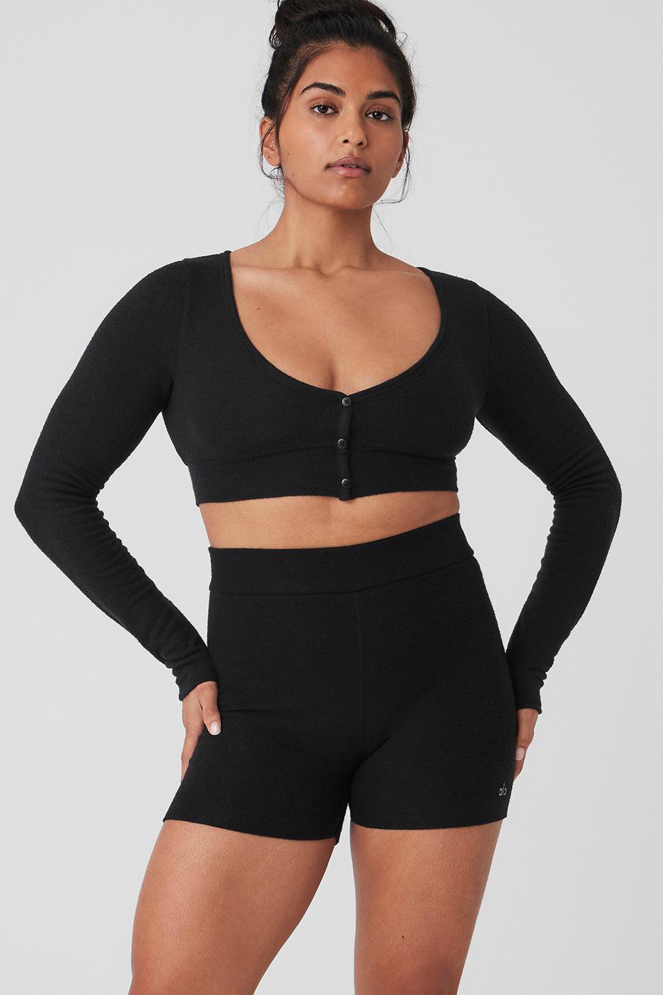 Alolux Cropped Me Time Cardigan - Black Female Product Image