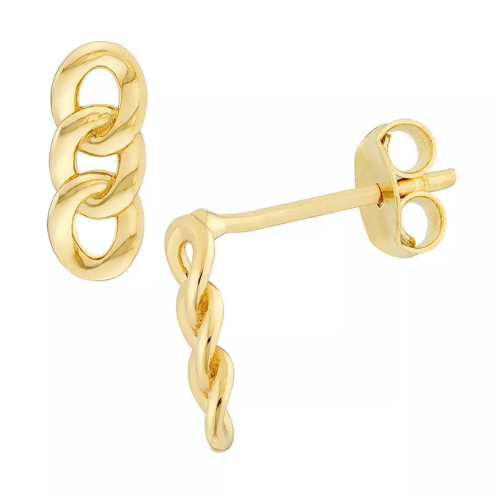 14k Gold Triple Link Drop Earrings, Women's Product Image