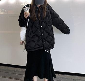 Plain Quilted Single-Breasted Coat Product Image