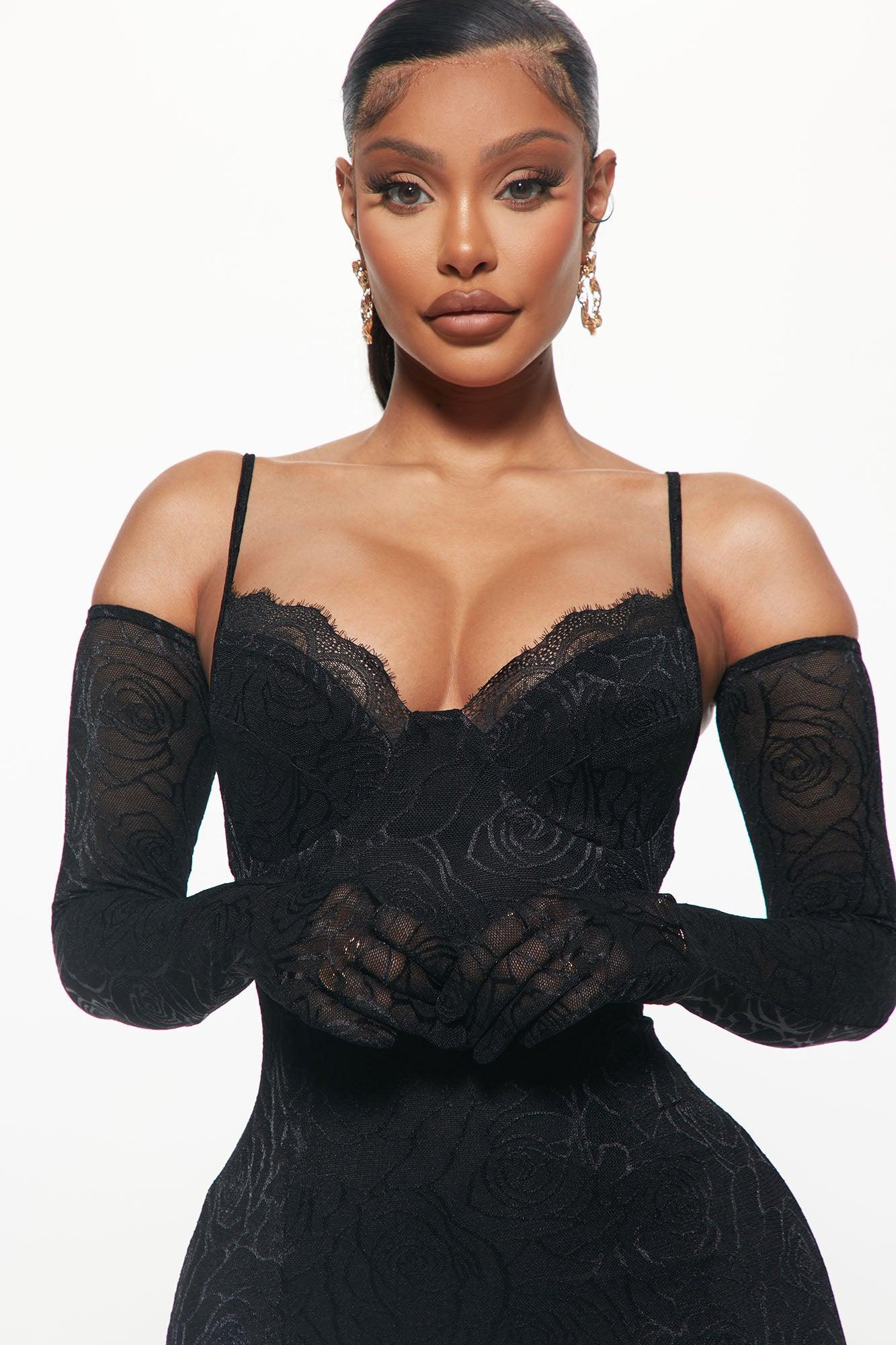 Romance Glove Dress Set - Black Product Image