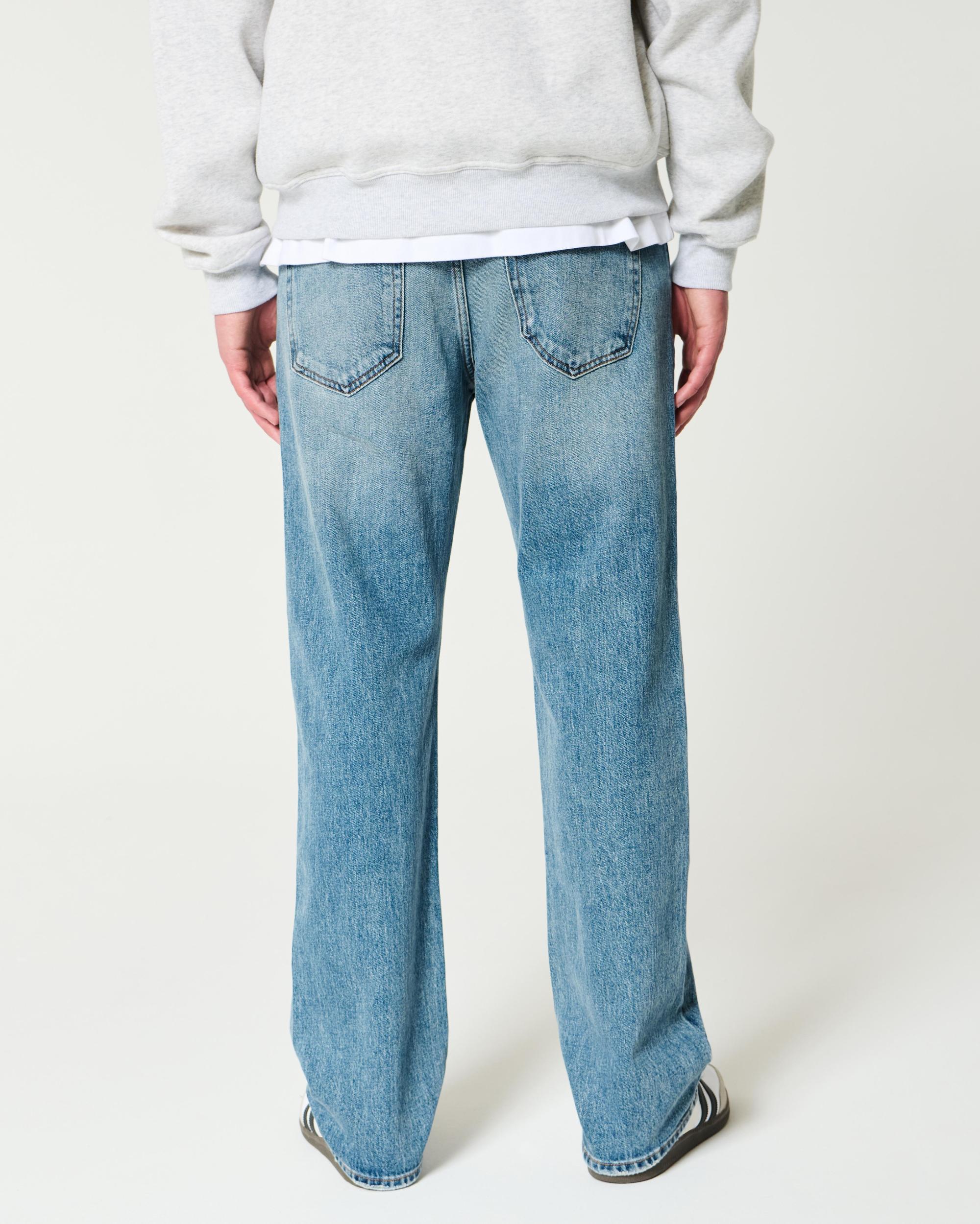 Distressed Medium Wash Straight Jeans Product Image