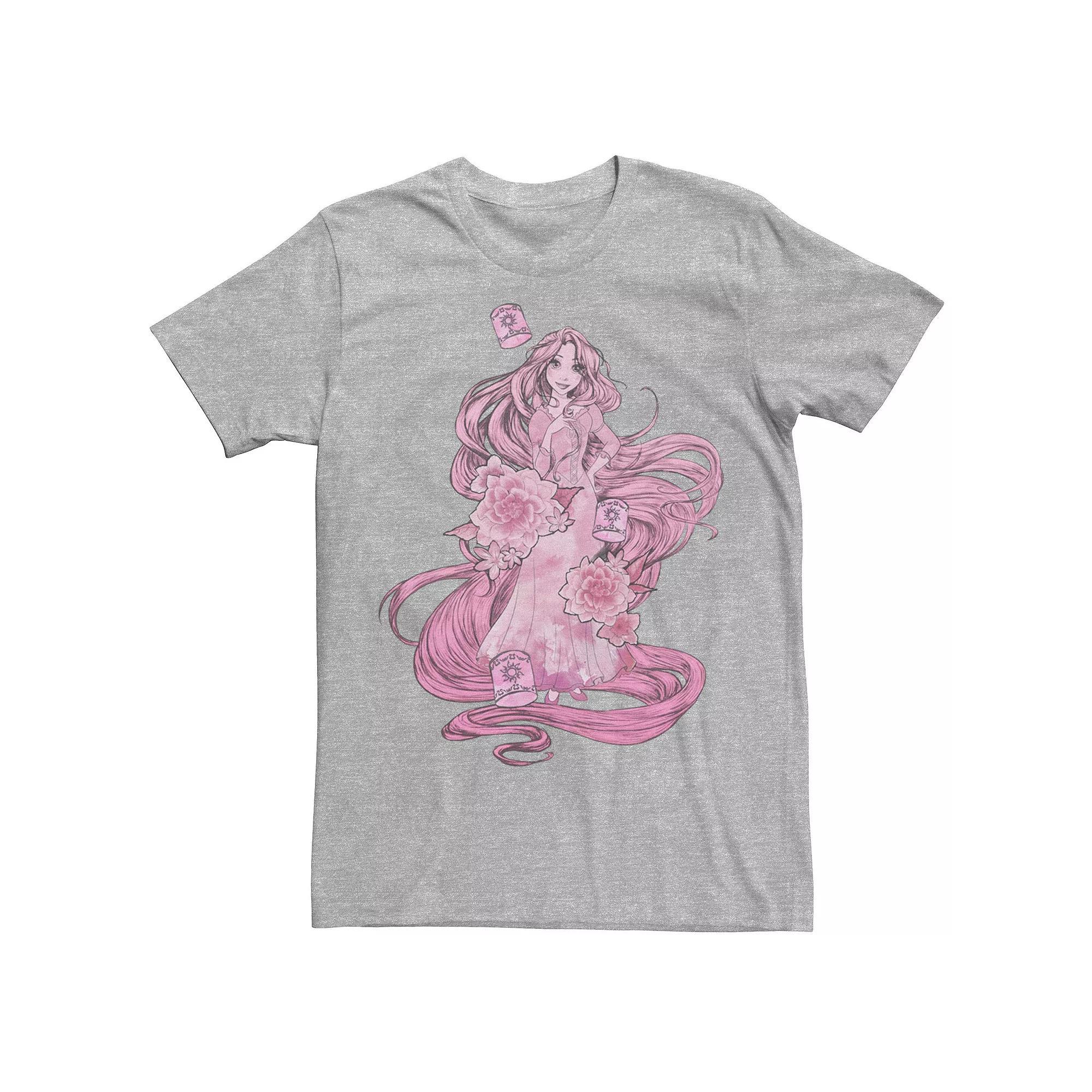 Disney's Tangled Pink Tonal Rapunzel Portrait Men's Tee, Size: Medium, Athletic Grey Product Image
