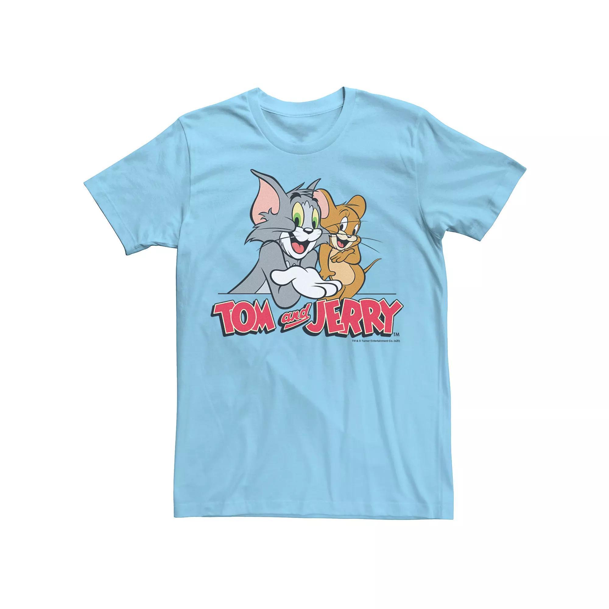 Men's Tom And Jerry Full Color Portrait Logo Tee, Size: Medium, Light Blue Product Image