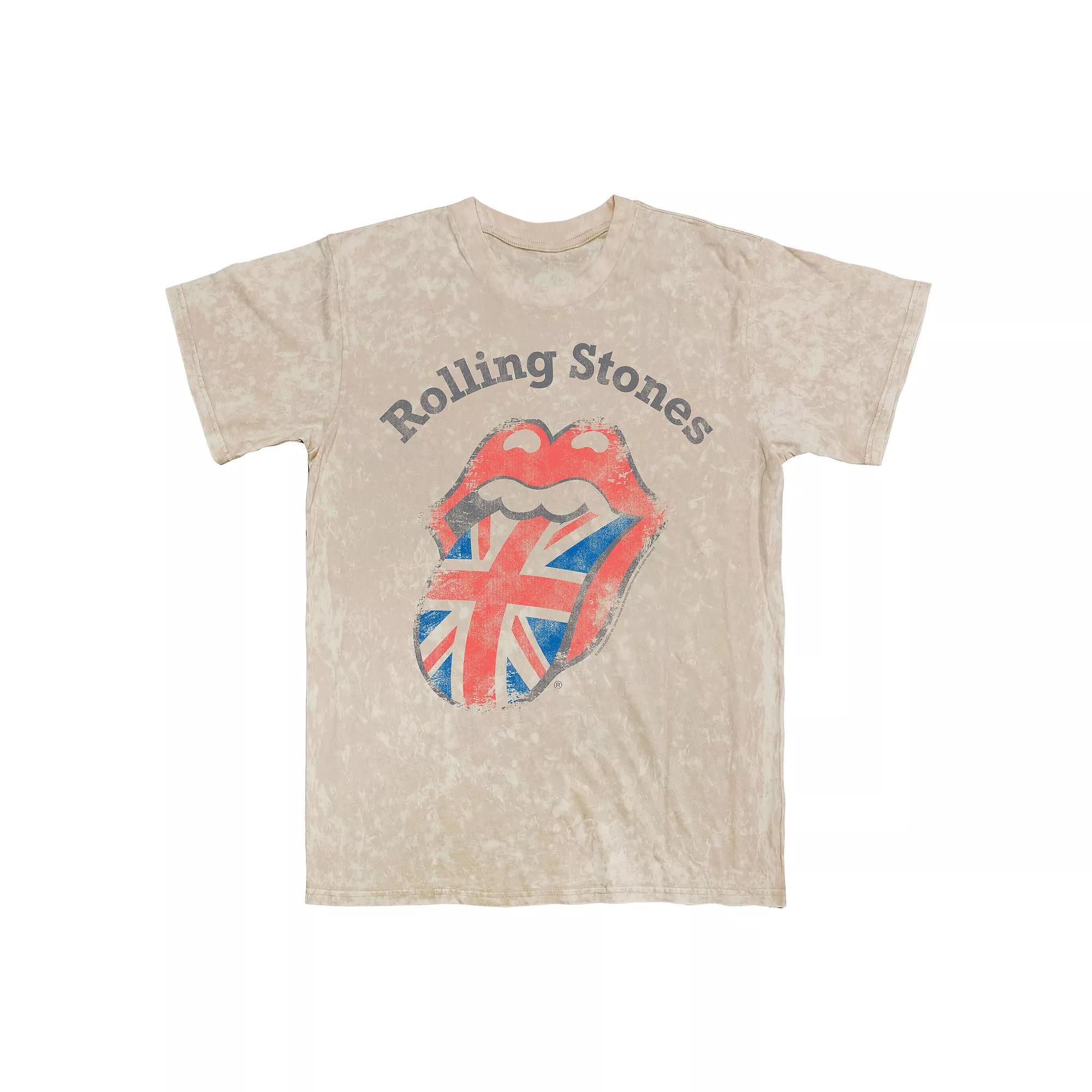Men's Rolling Stones Union Jack Flag Mineral Wash Graphic Tee, Size: Large, Natural Mineral Blue Product Image