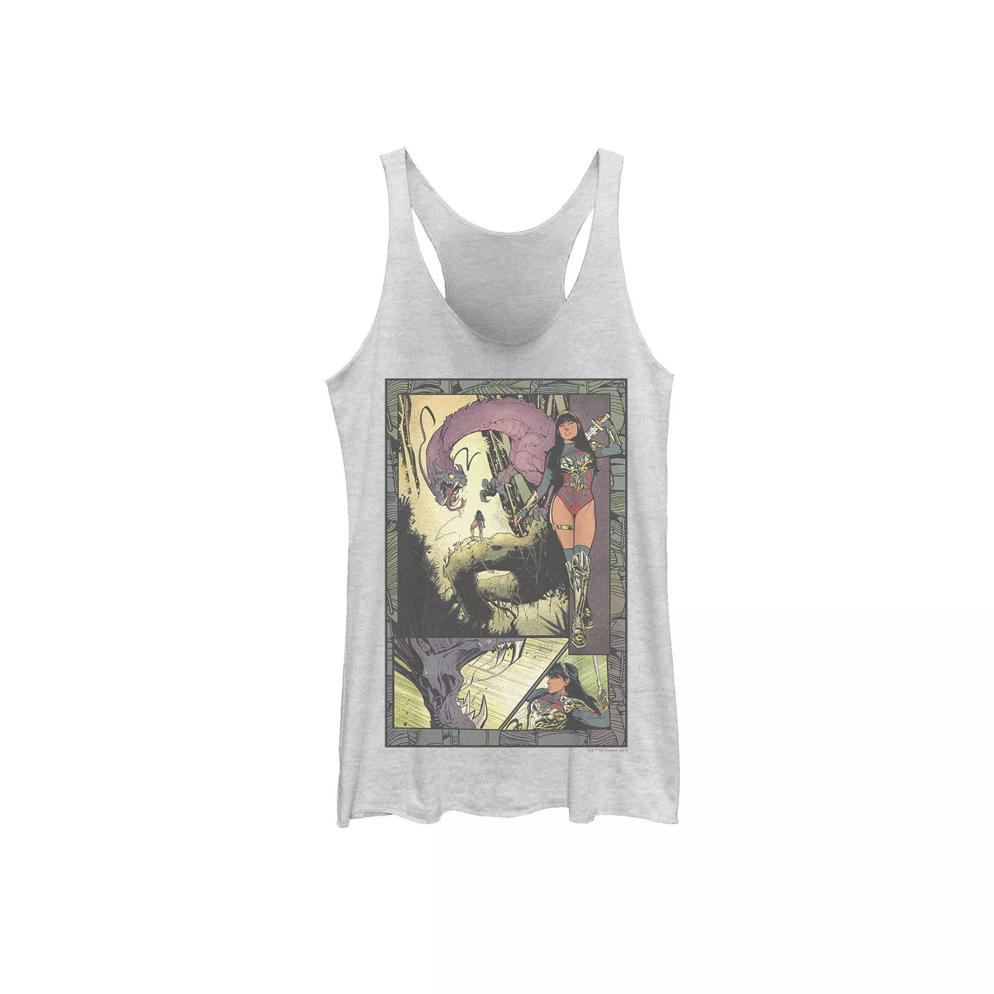 Juniors' Justice League Wonder Woman Future State Panels Comic Tank Top, Girl's, Size: Large, White Grey Product Image