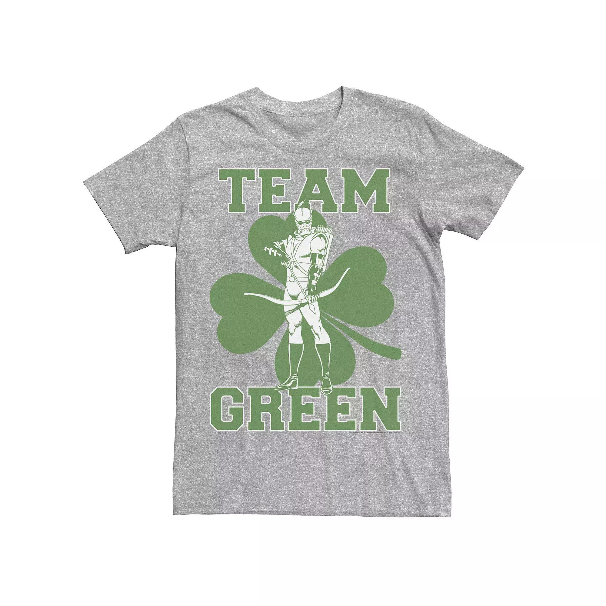 Men's DC Comics St. Patrick's Day Green Arrow Team Green Tee, Size: XS, Athletic Grey Product Image