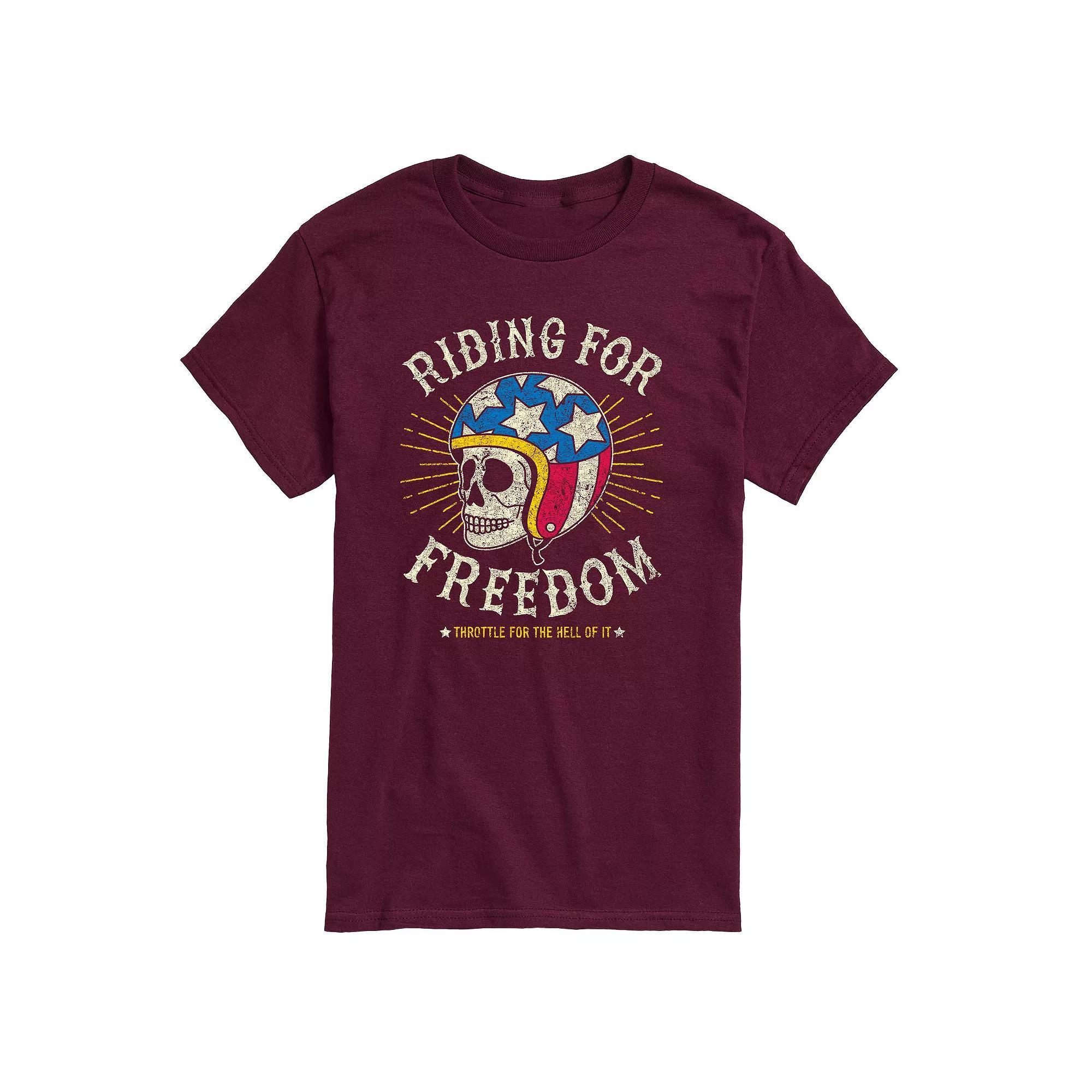 Mens Riding For Freedom Skull Graphic Tee Product Image