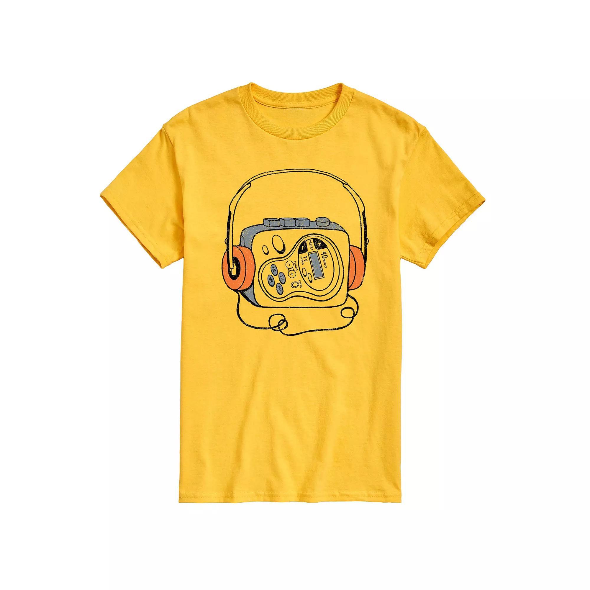Men's Cassette Player Graphic Tee, Size: Large, Grey Gray Product Image